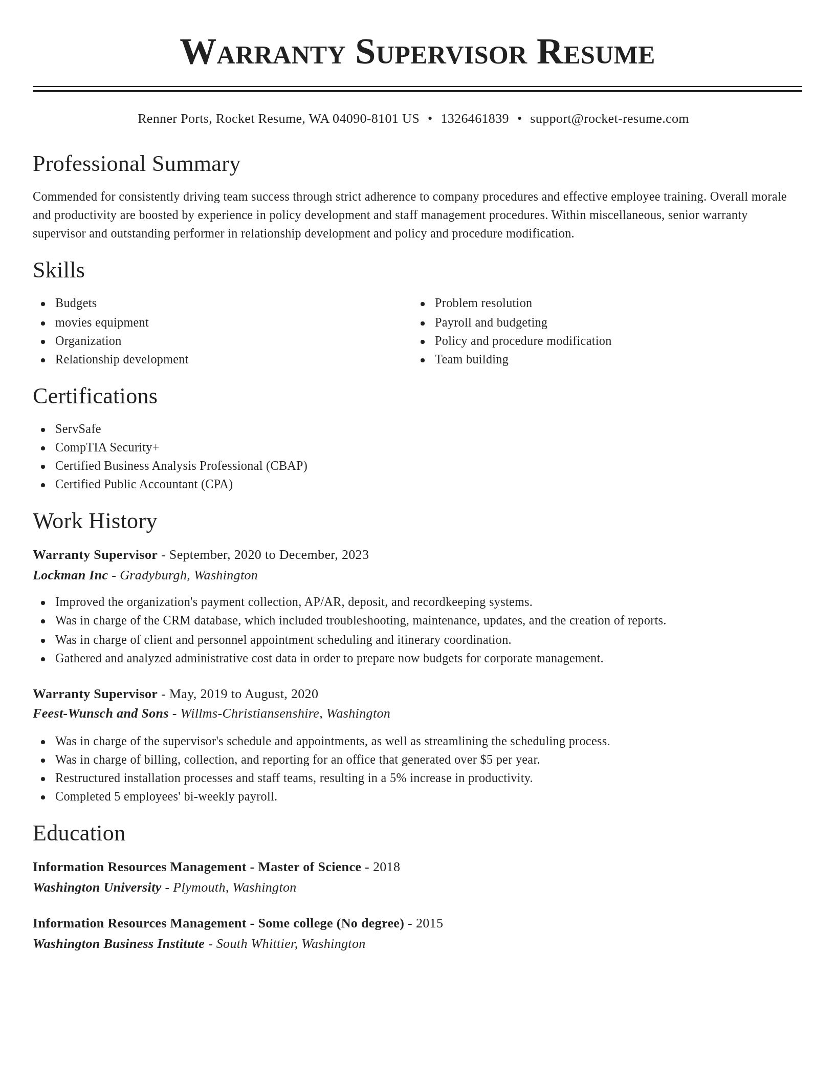 Classic resume template