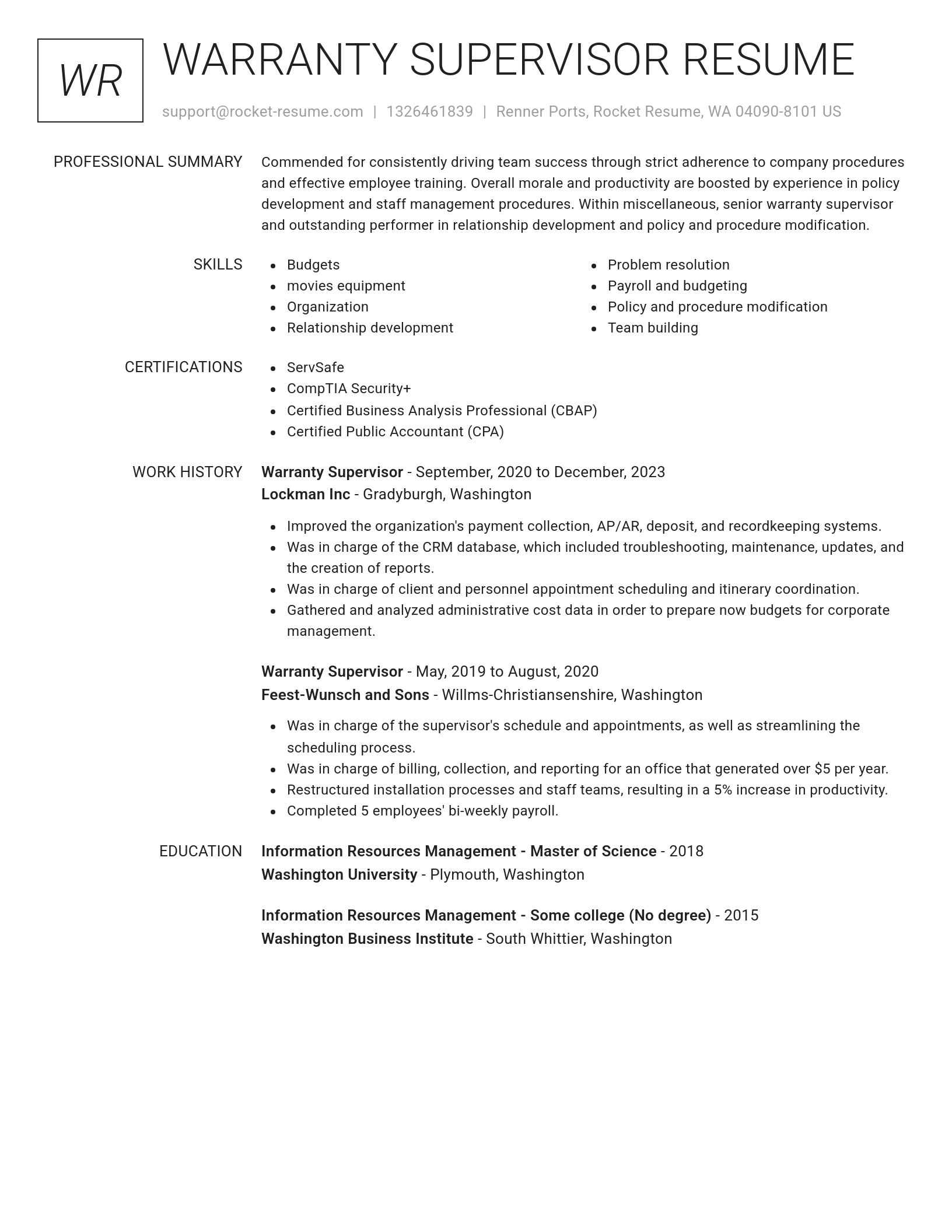 Renowned resume template
