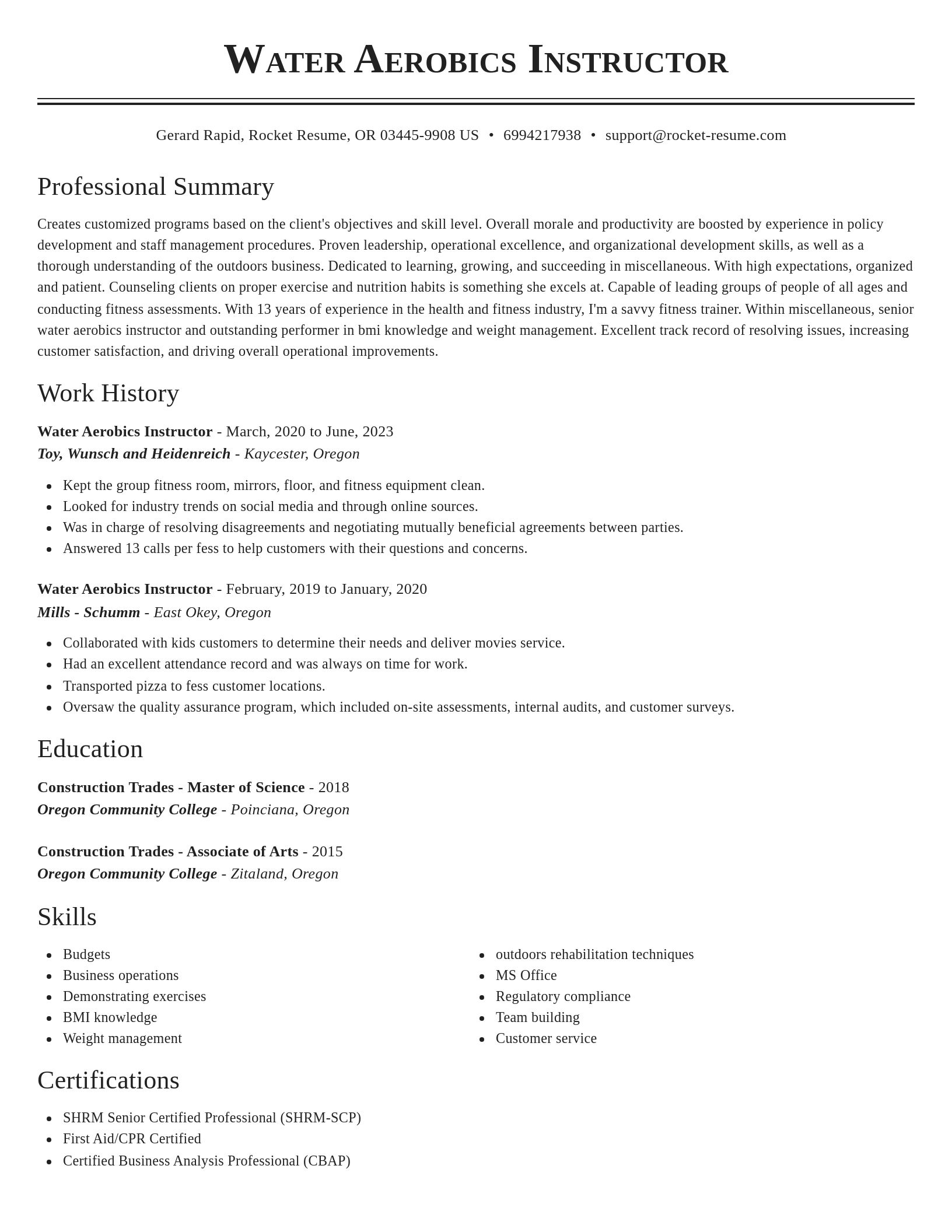 Classic resume template