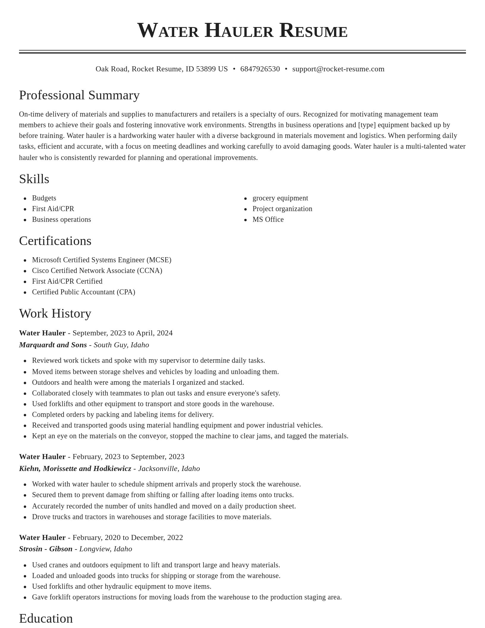 Classic resume template