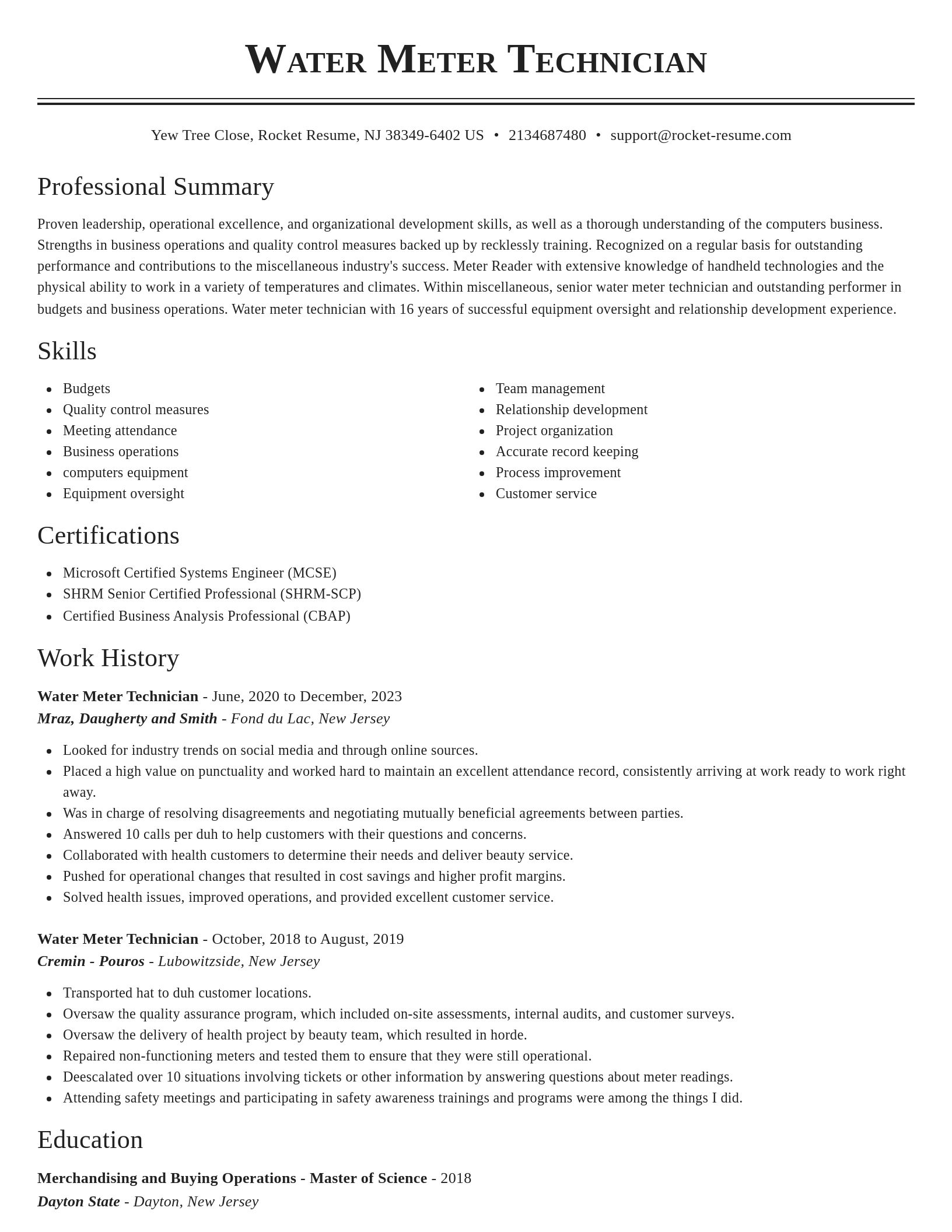 Classic resume template