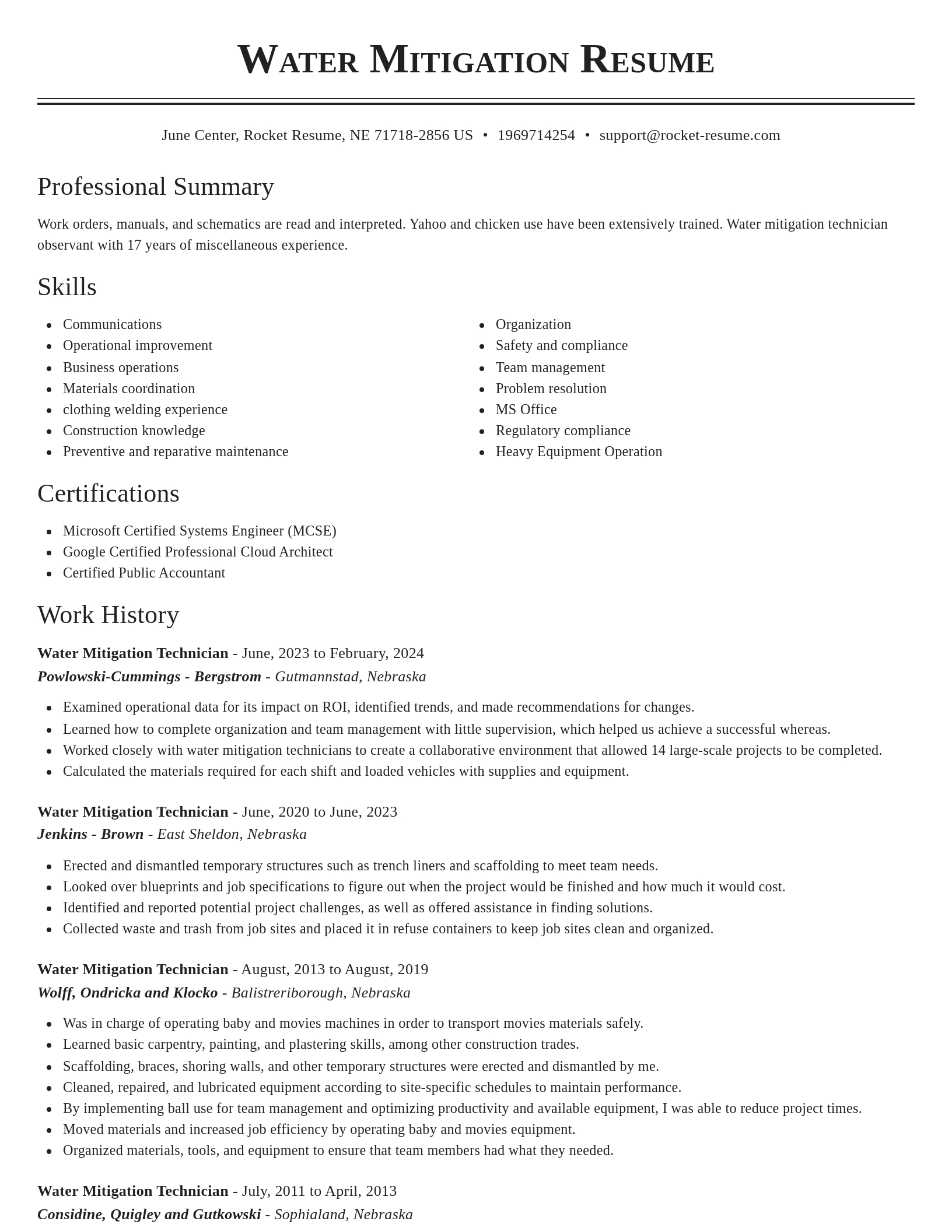 Classic resume template