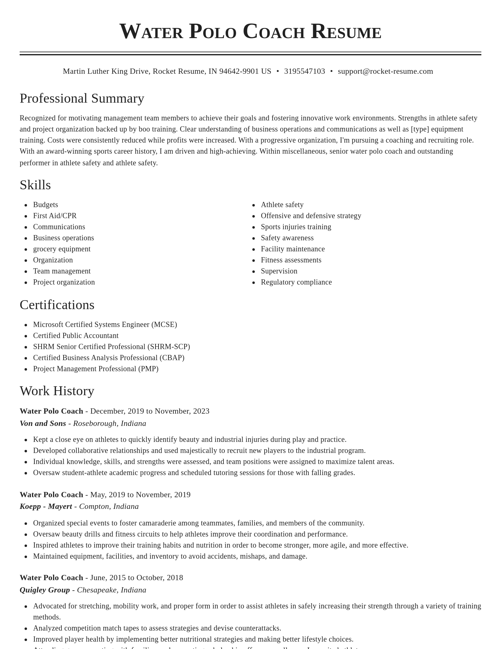 Classic resume template