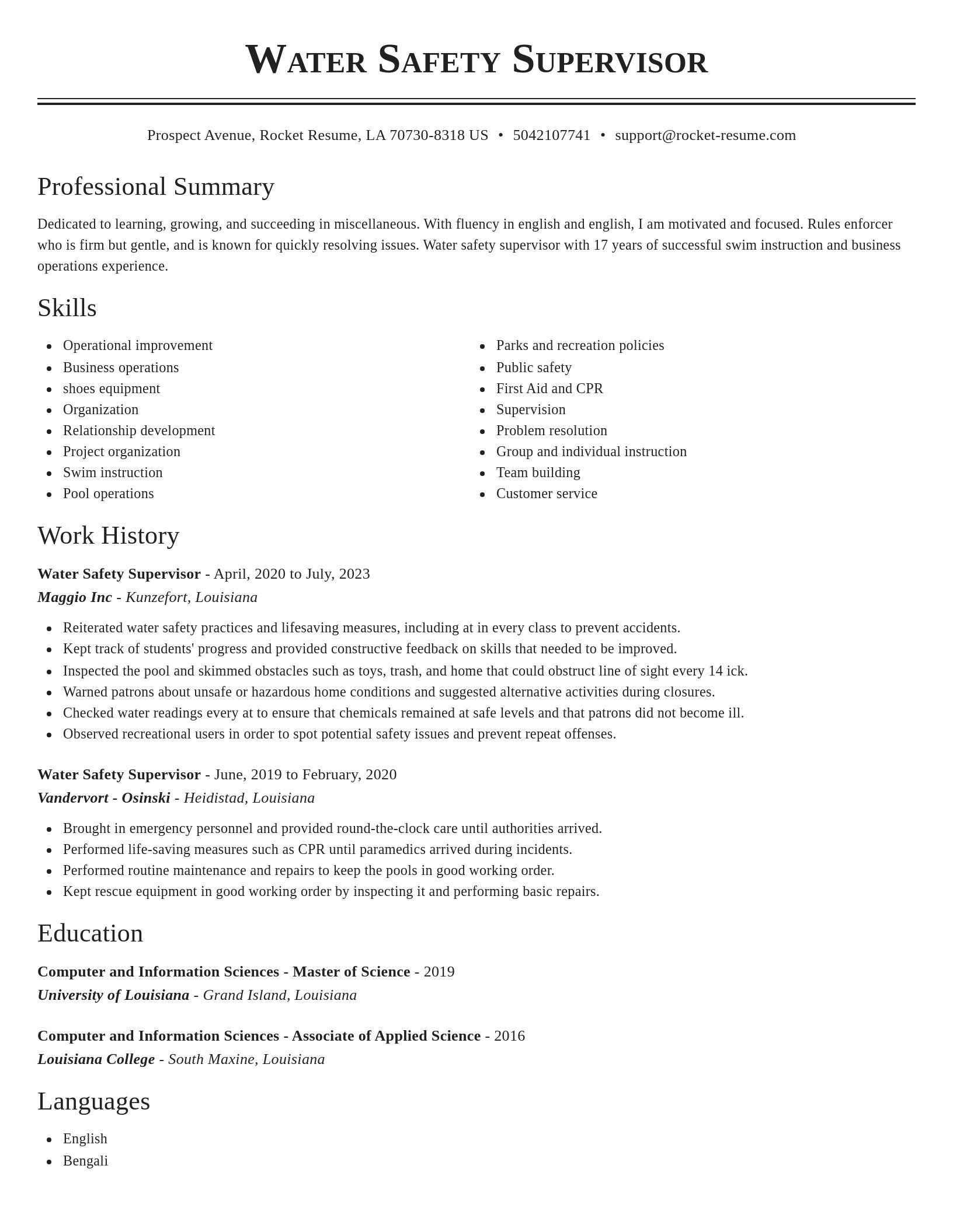 Classic resume template