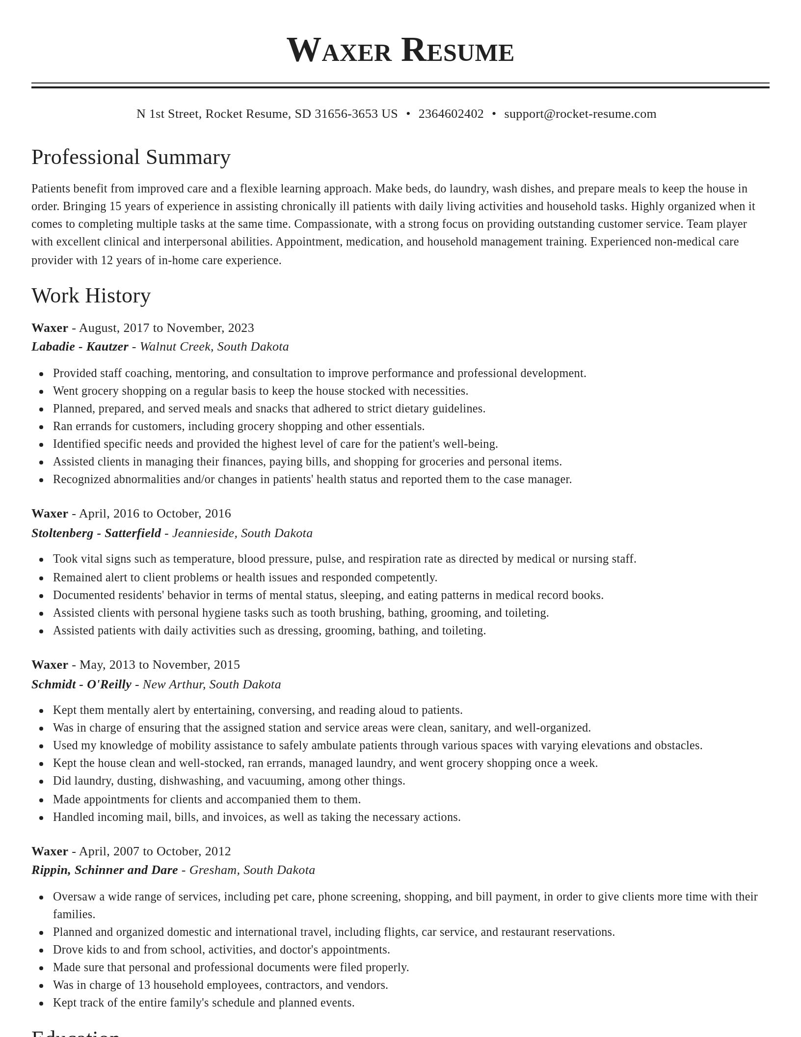 Classic resume template