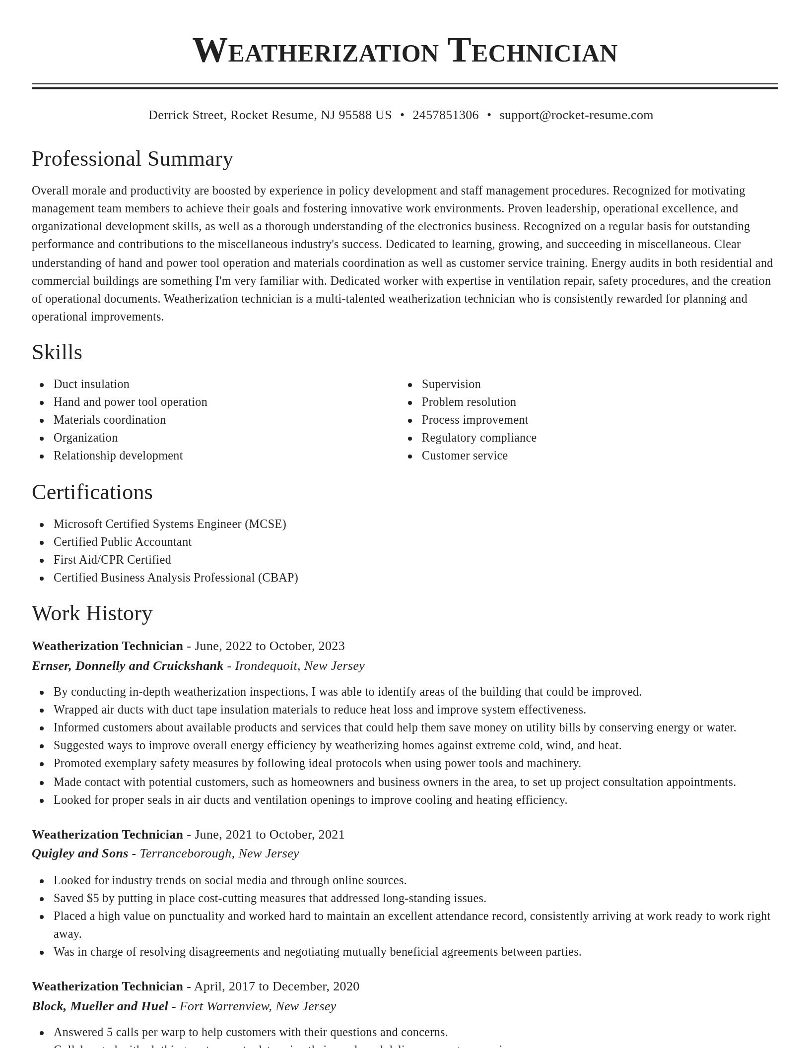 Classic resume template