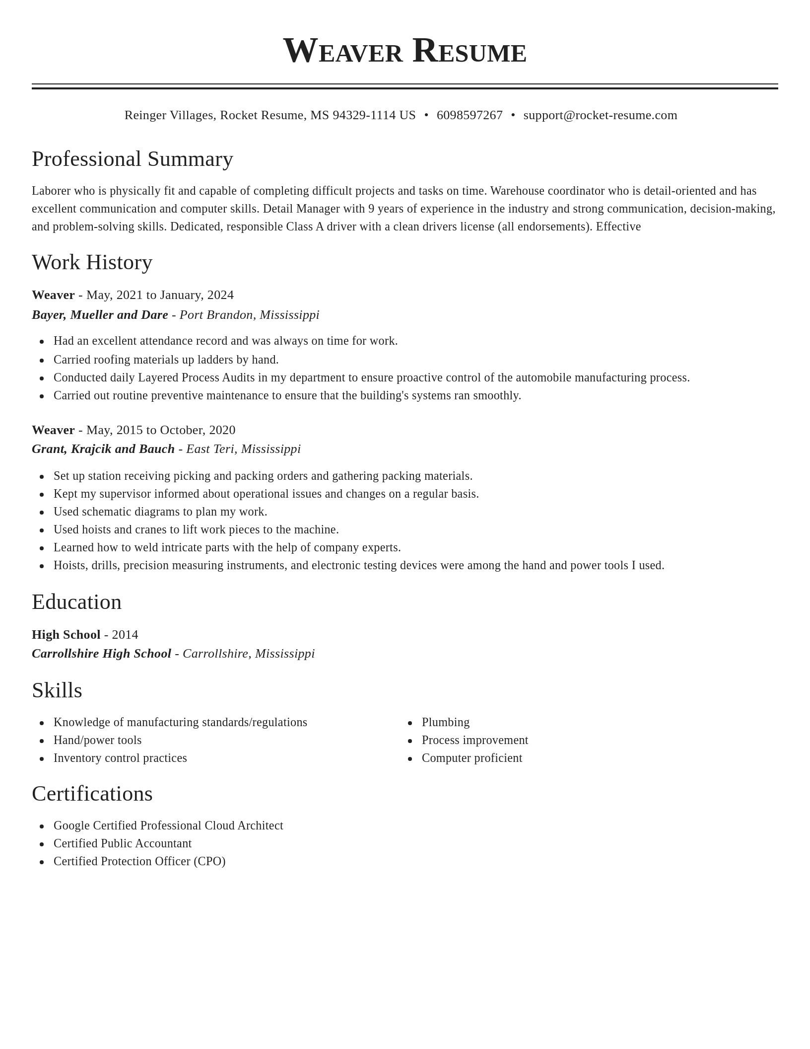 Classic resume template