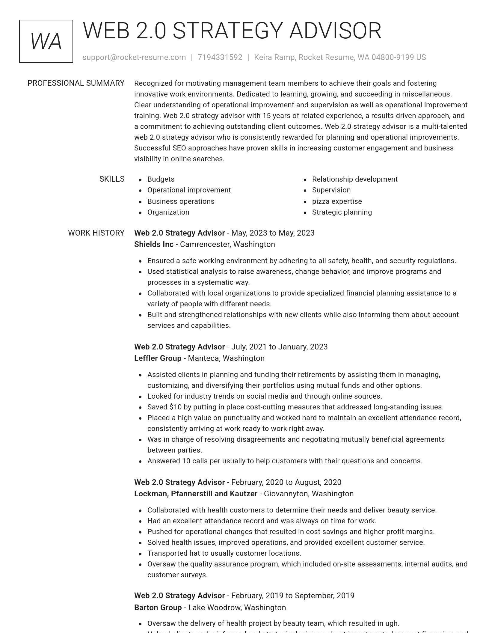 Renowned resume template