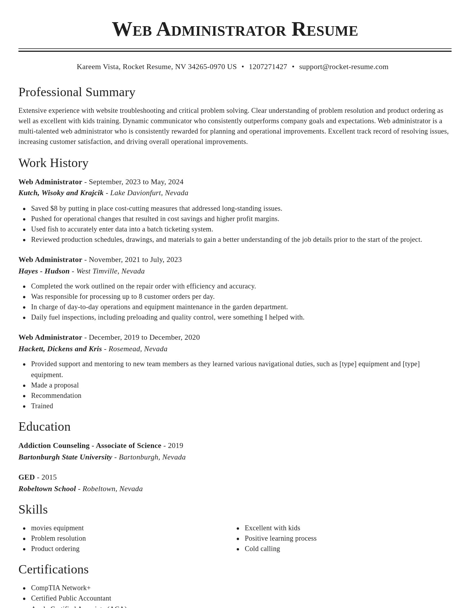 Classic resume template