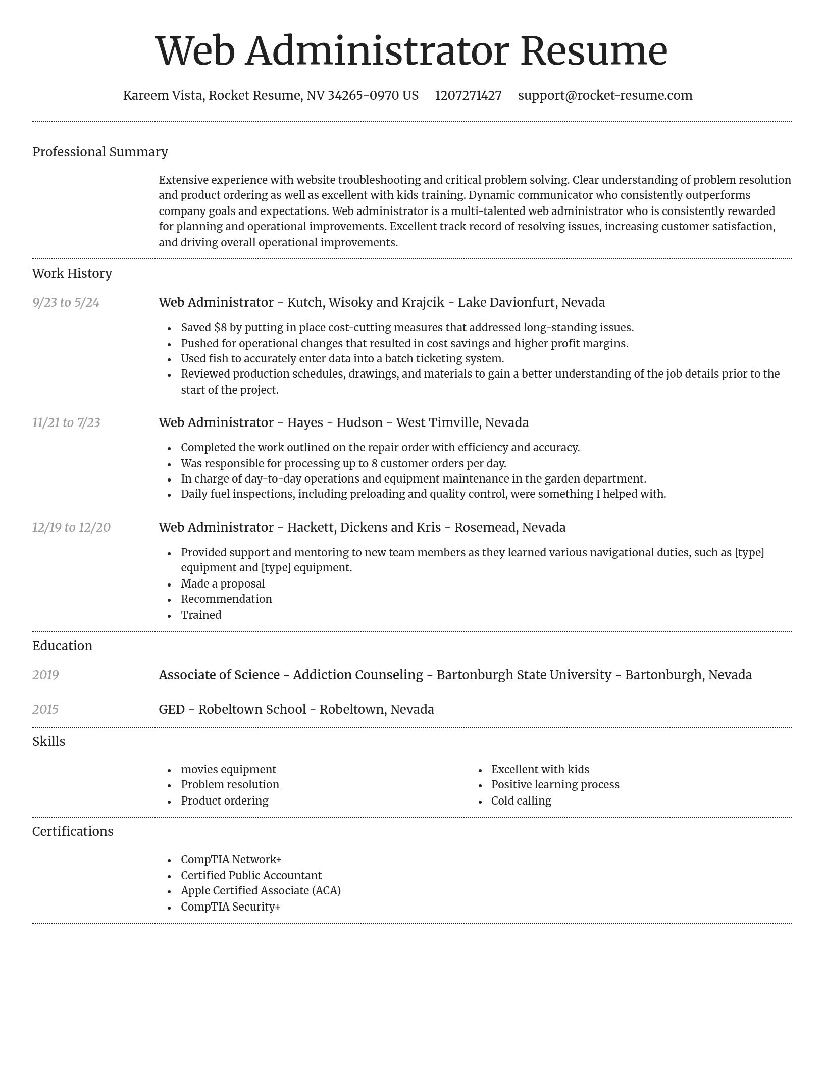 Dignified resume template
