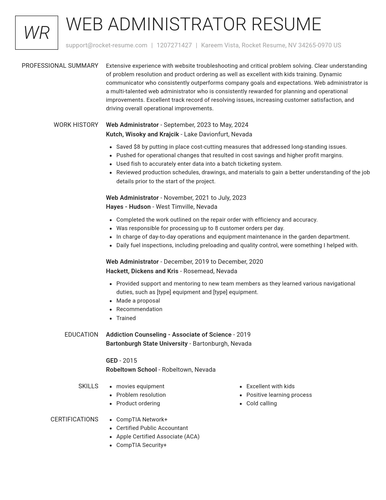 Renowned resume template