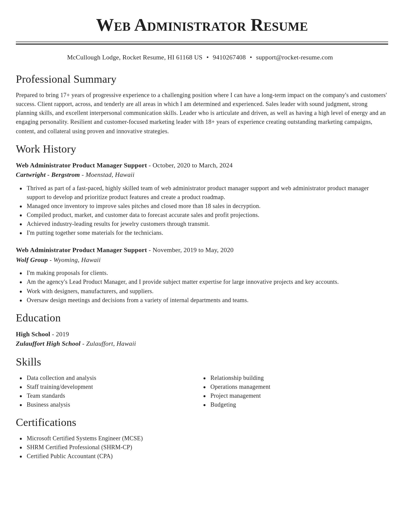 Classic resume template