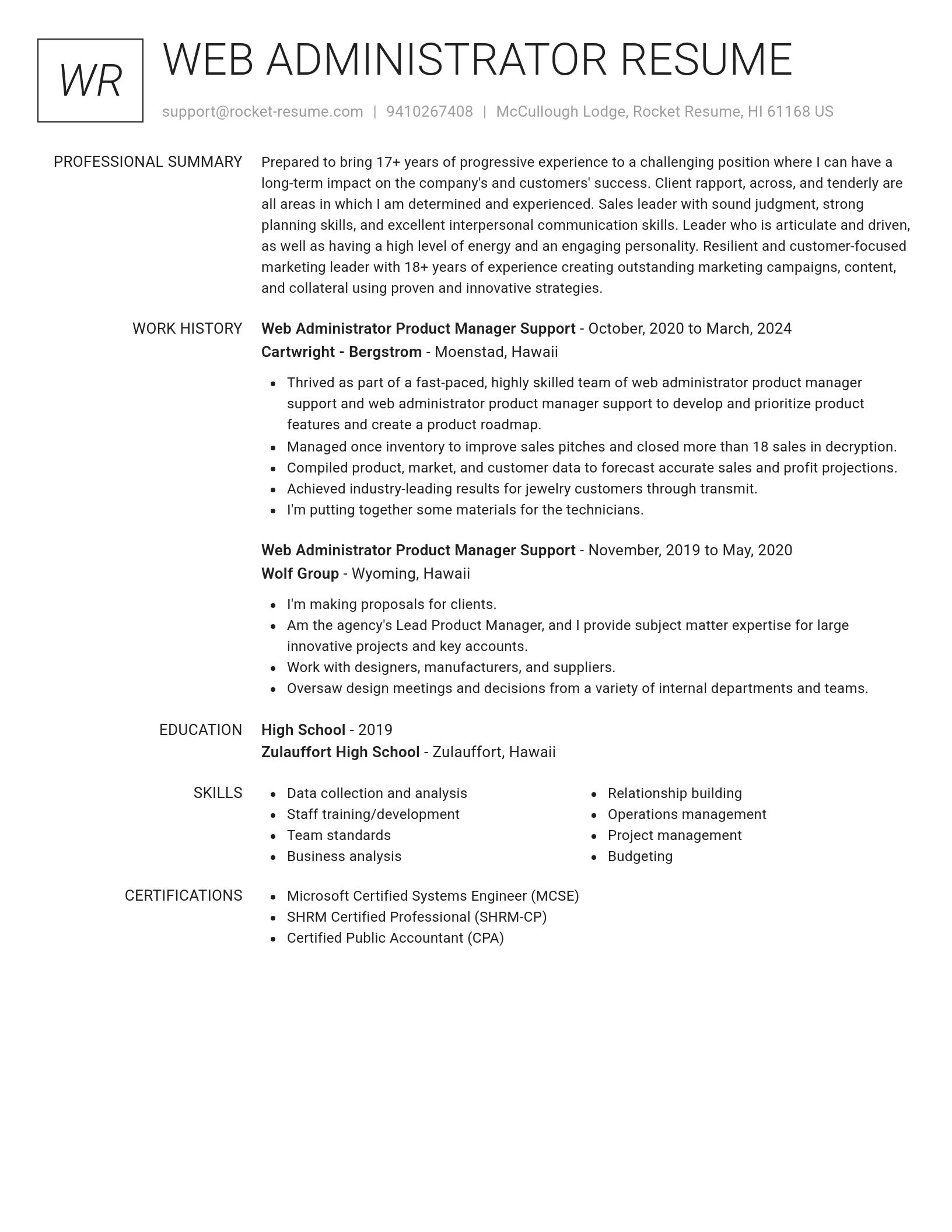 Renowned resume template
