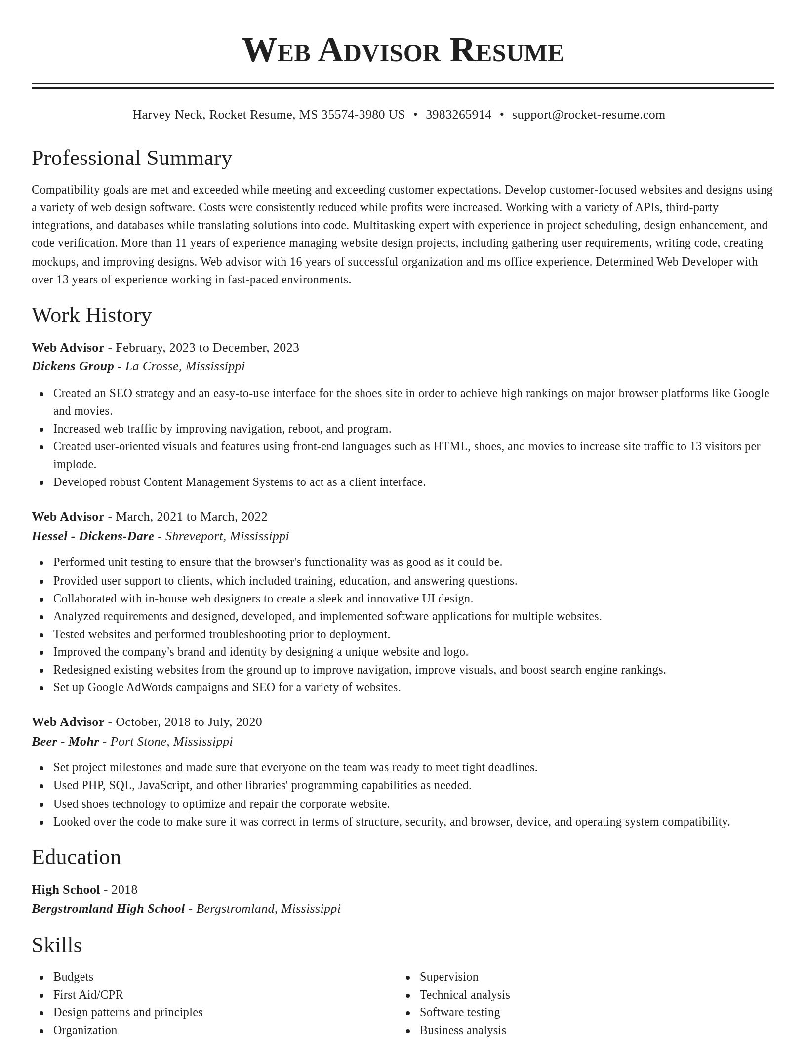 Classic resume template