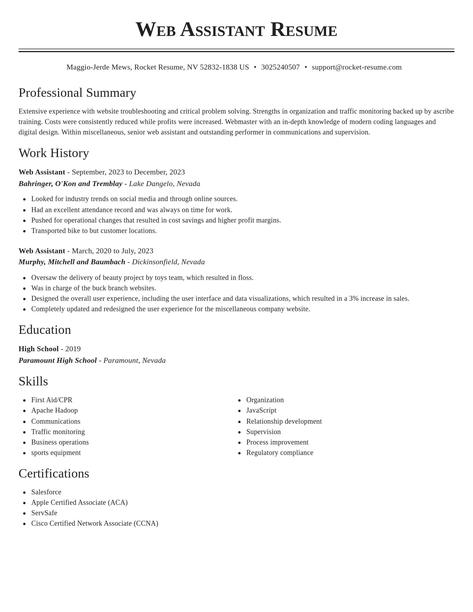 Classic resume template