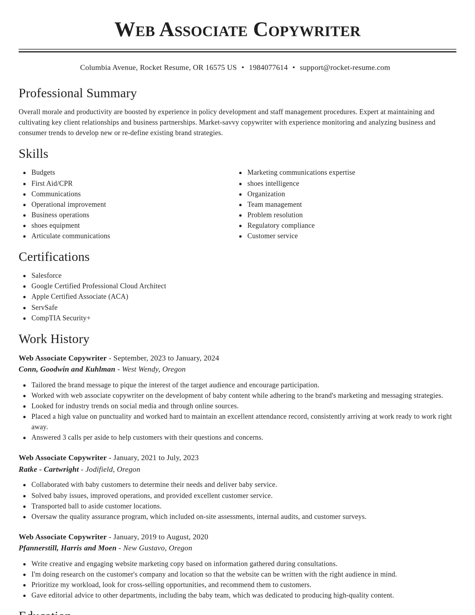 Classic resume template