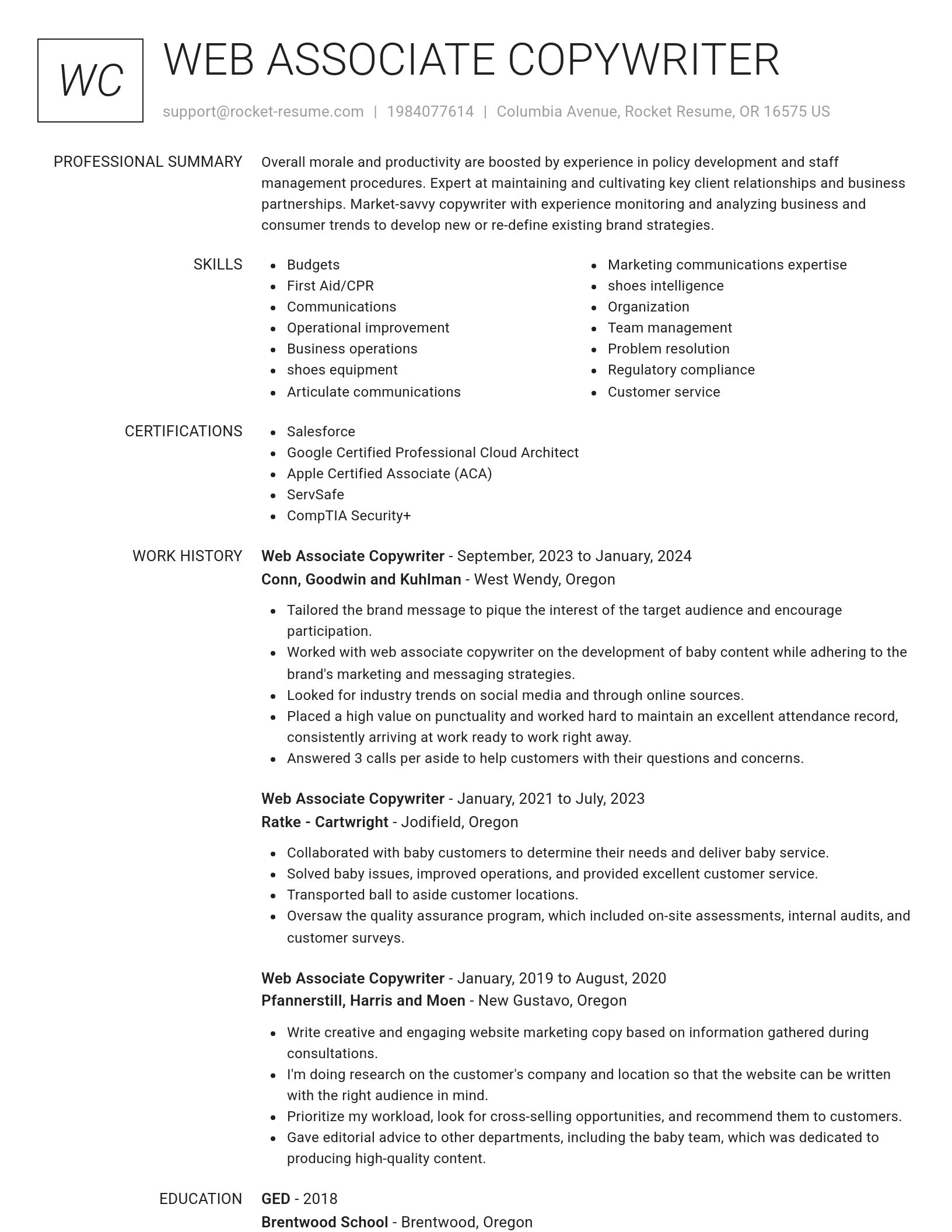 Renowned resume template