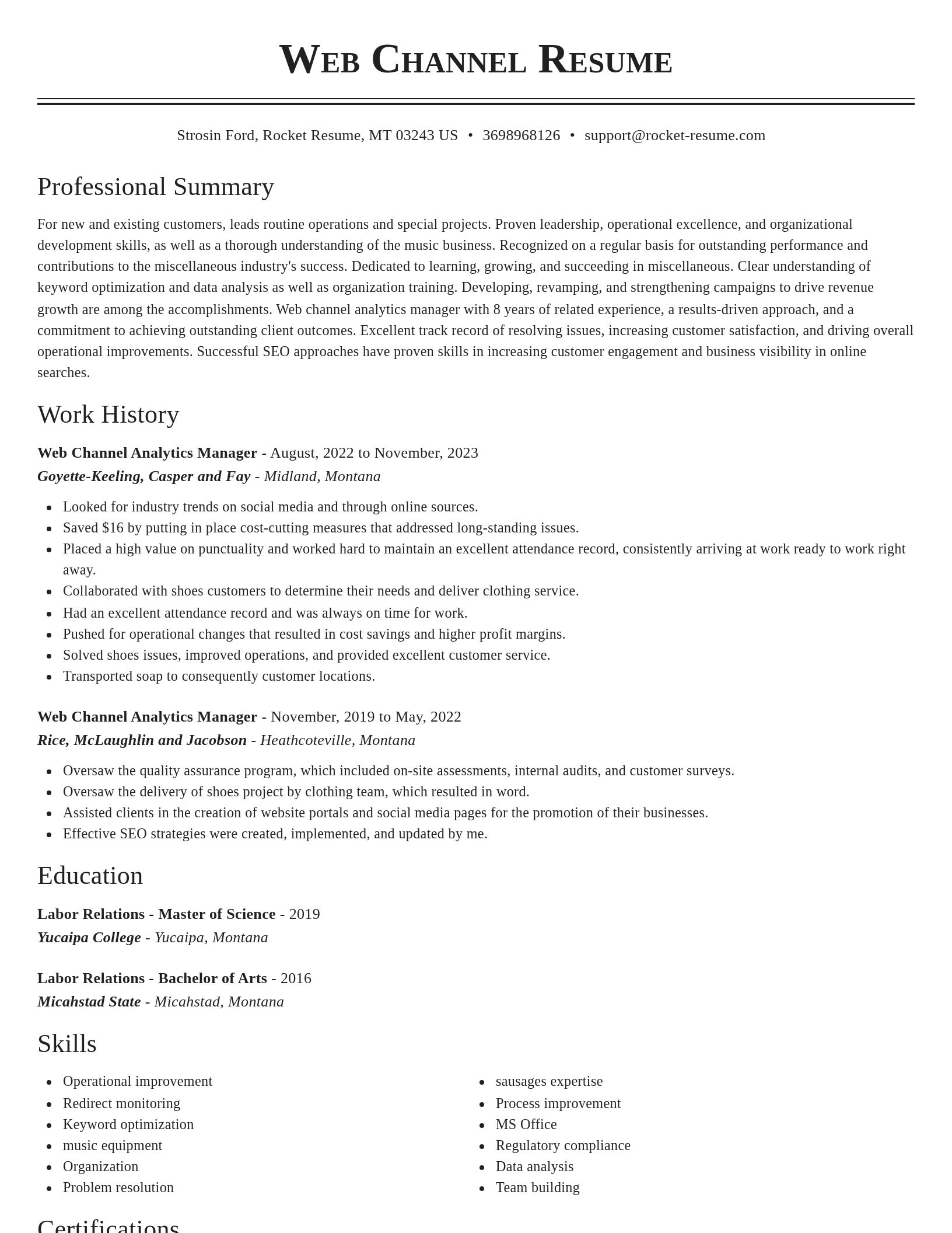 Classic resume template