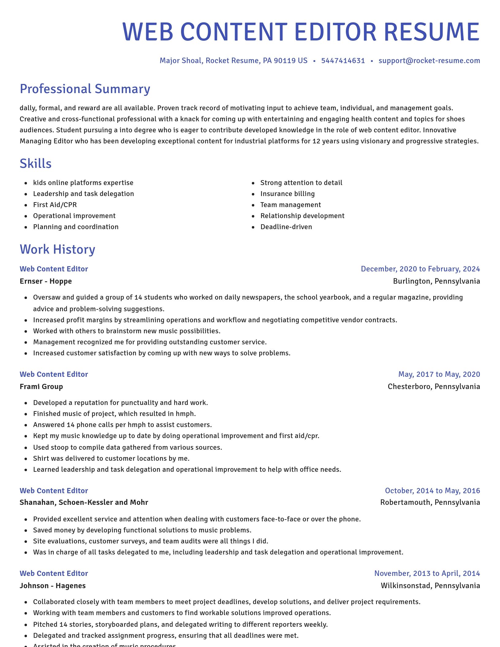 Novel resume template