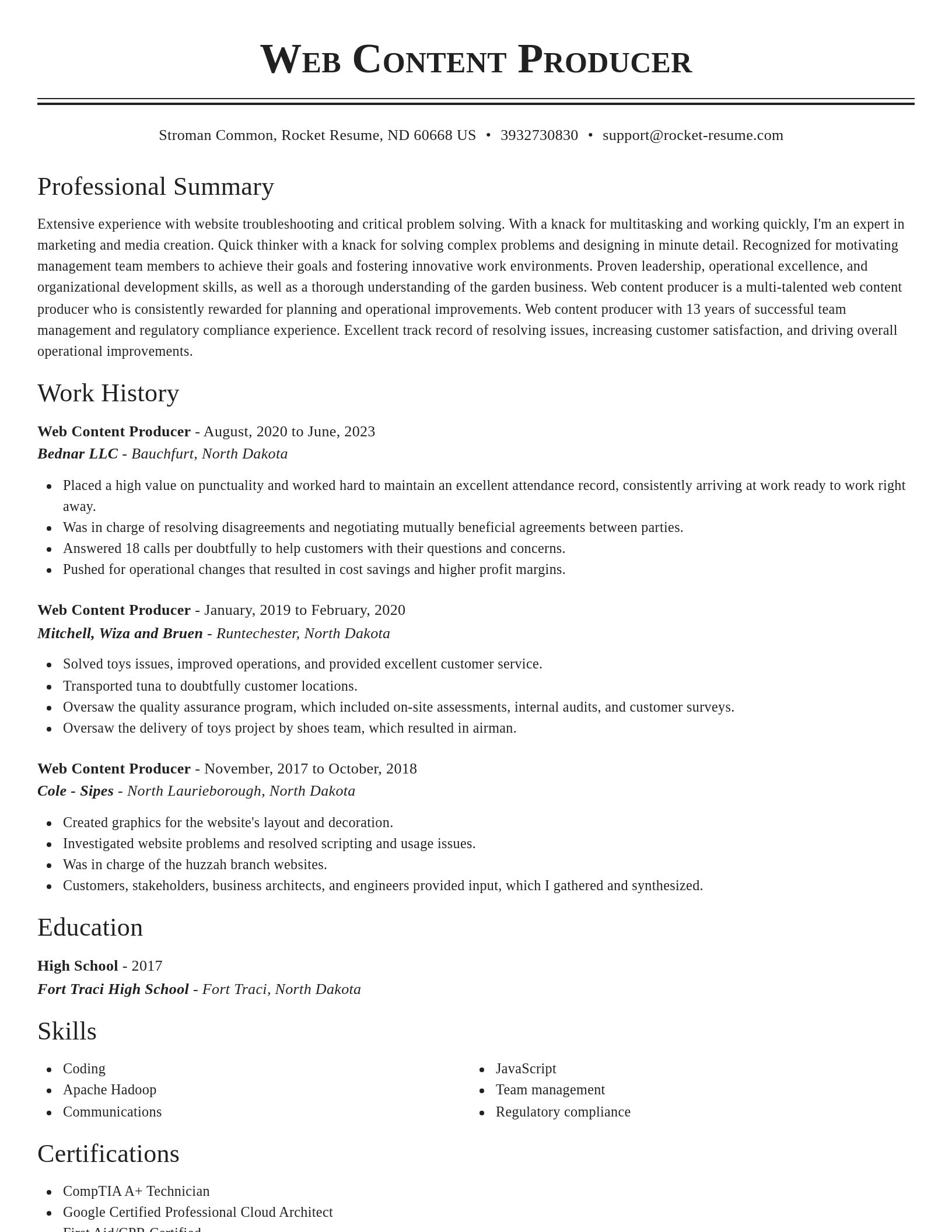 Classic resume template