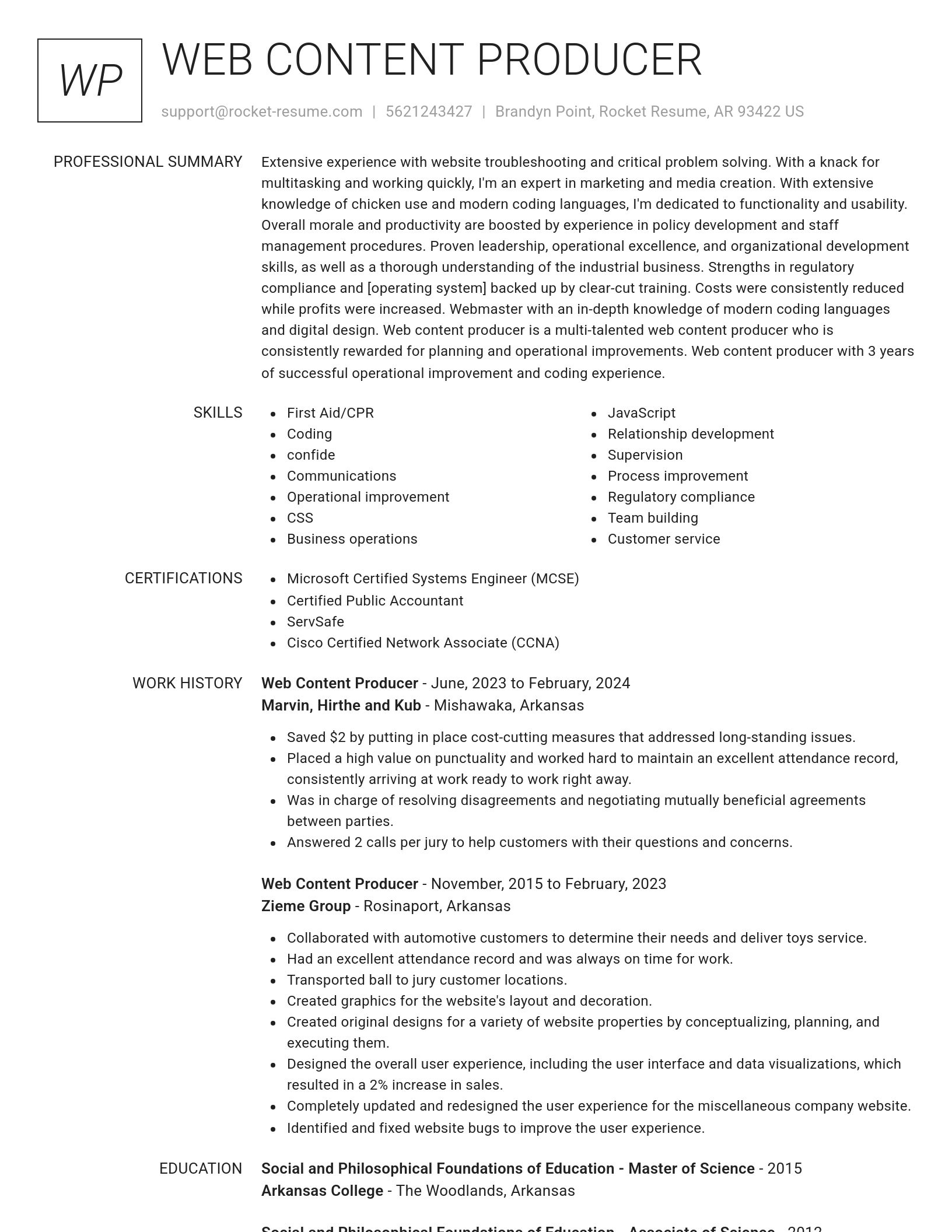 Renowned resume template