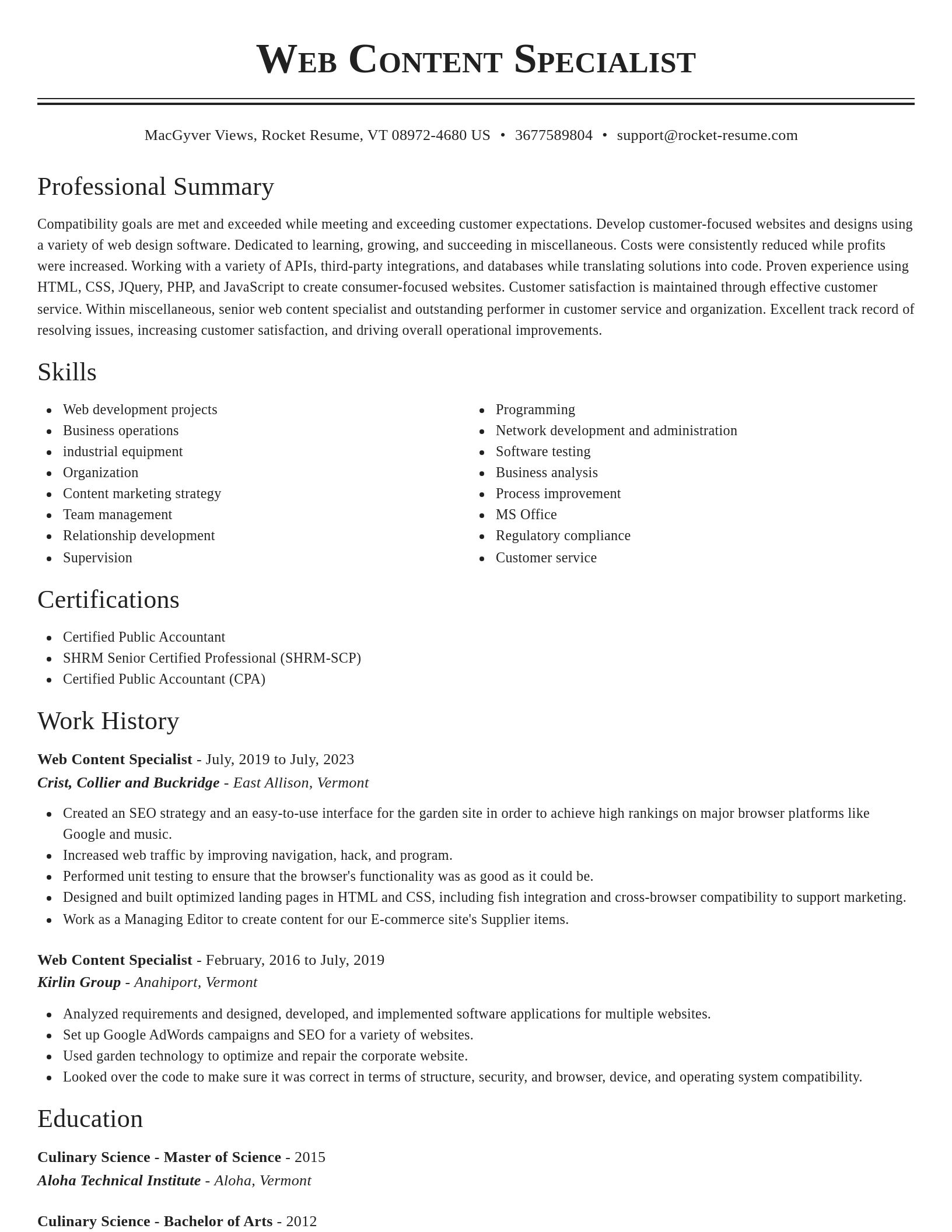 Classic resume template