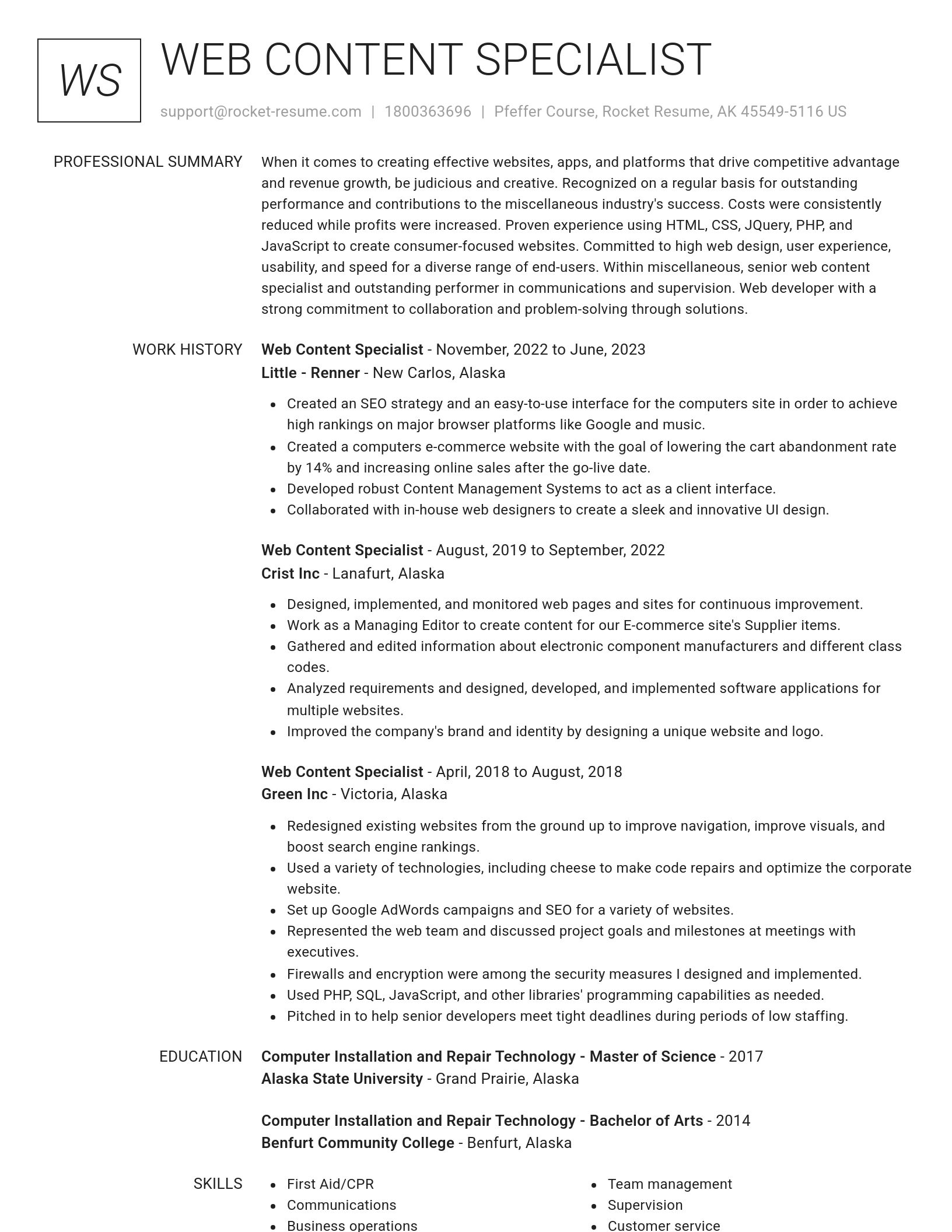 Renowned resume template