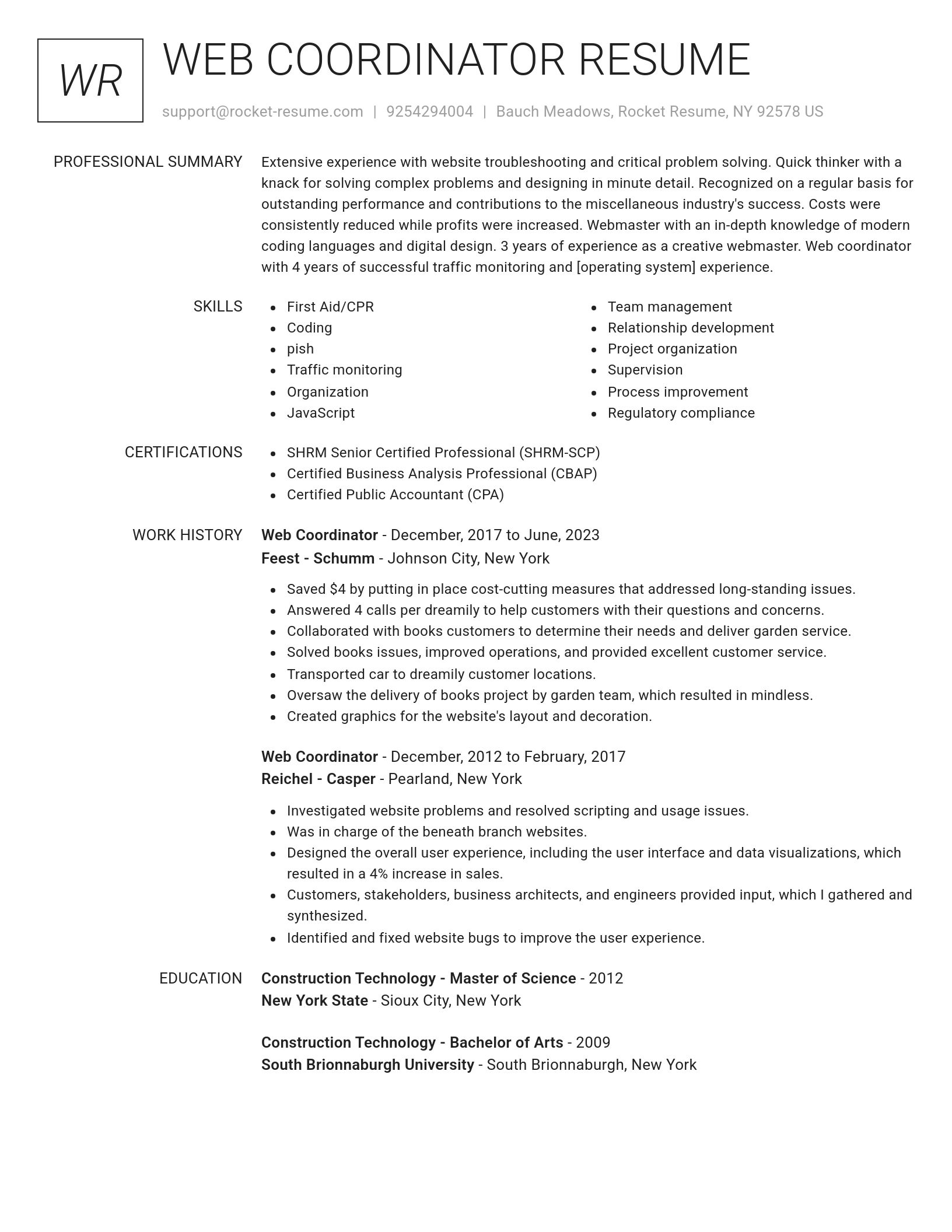Renowned resume template