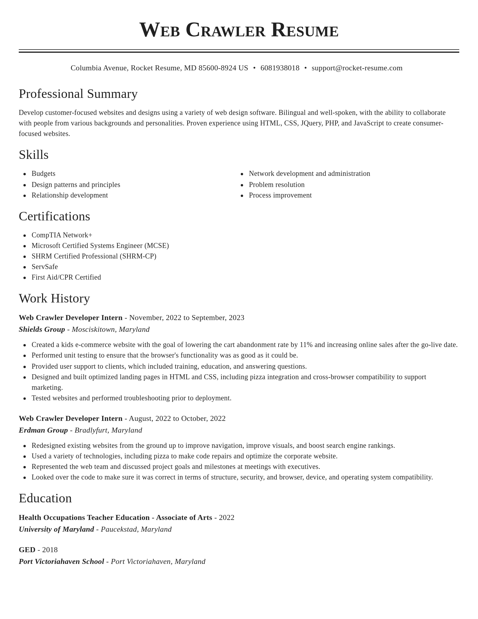 Classic resume template