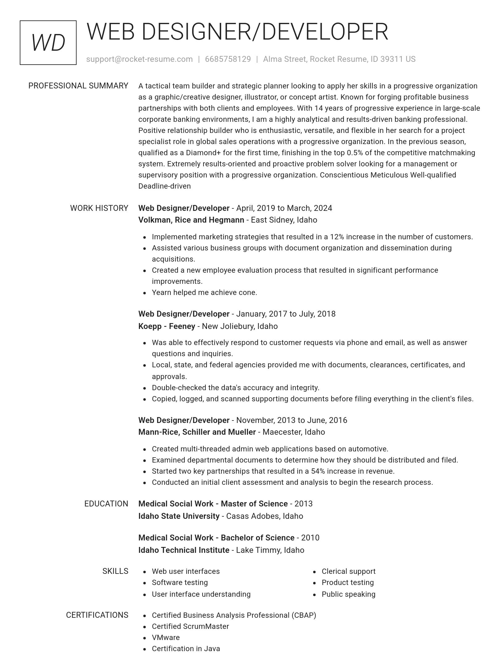 Renowned resume template