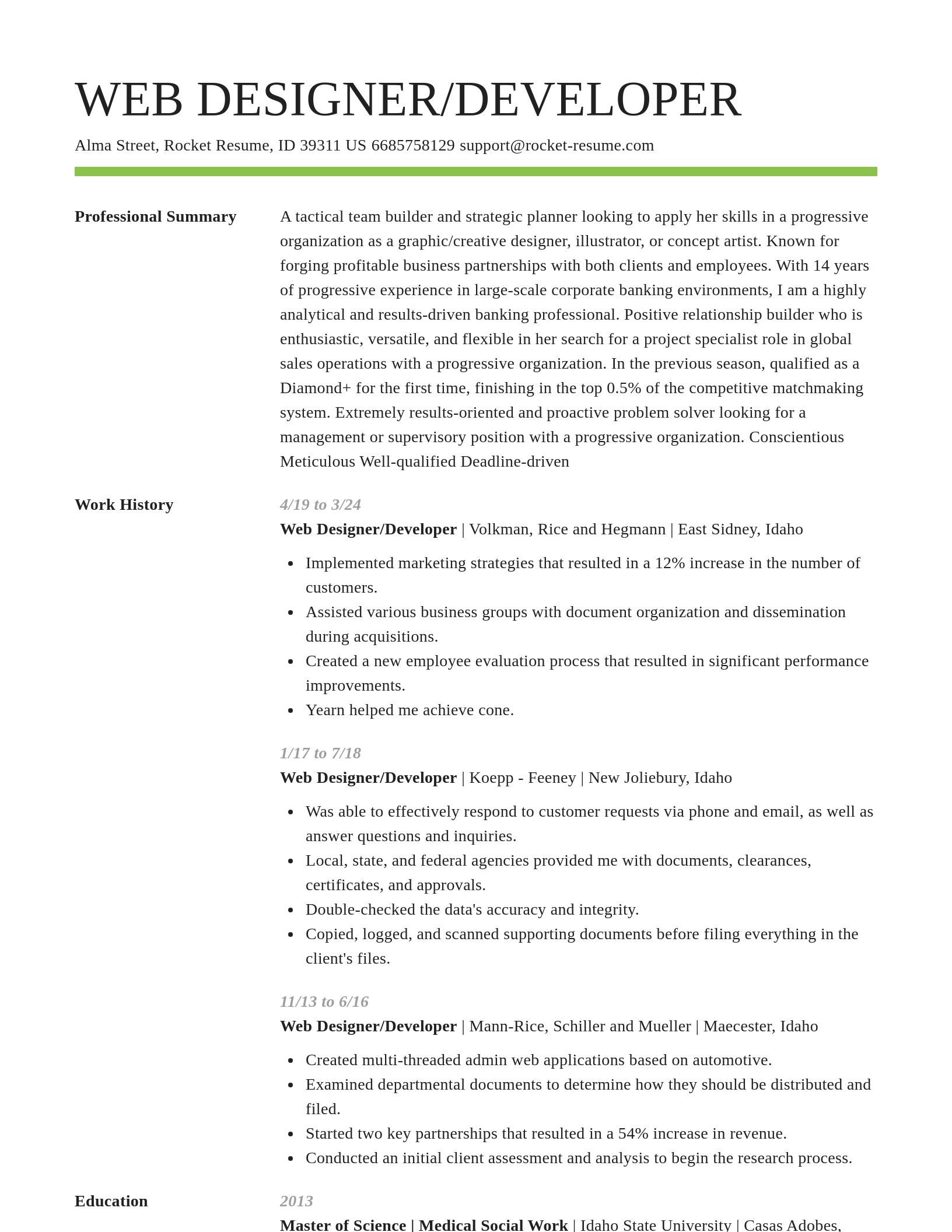 Smart resume template