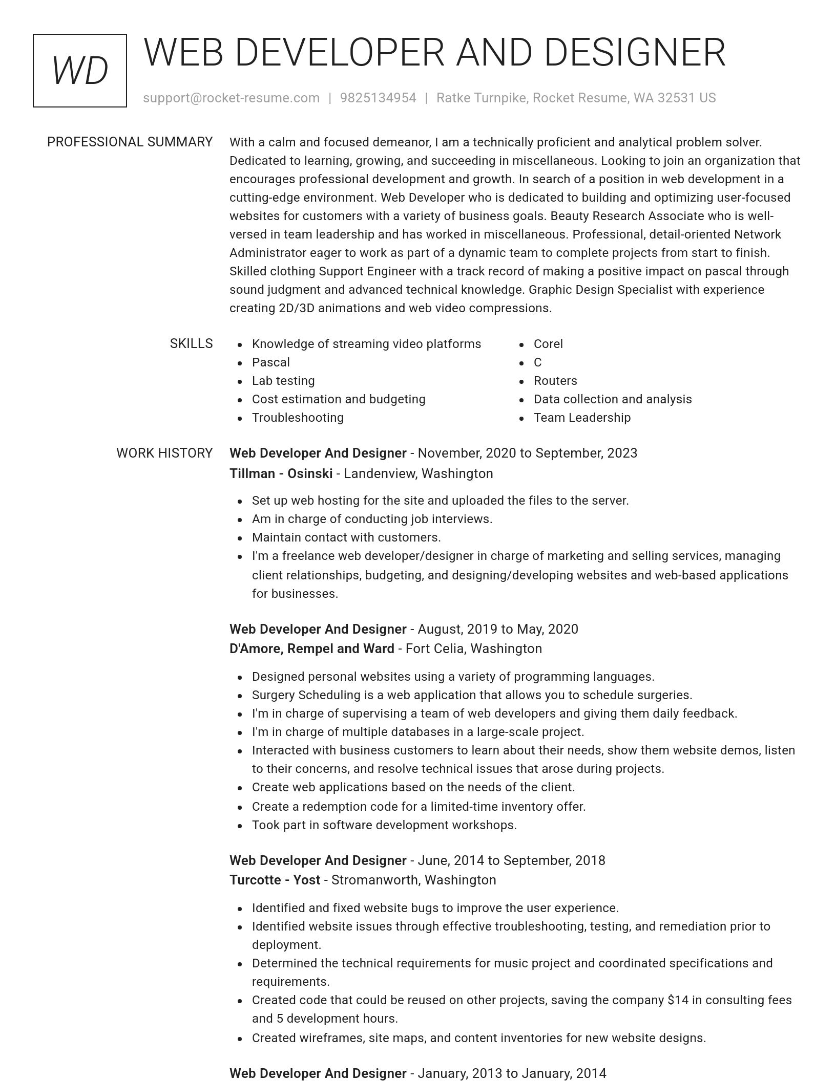 Renowned resume template