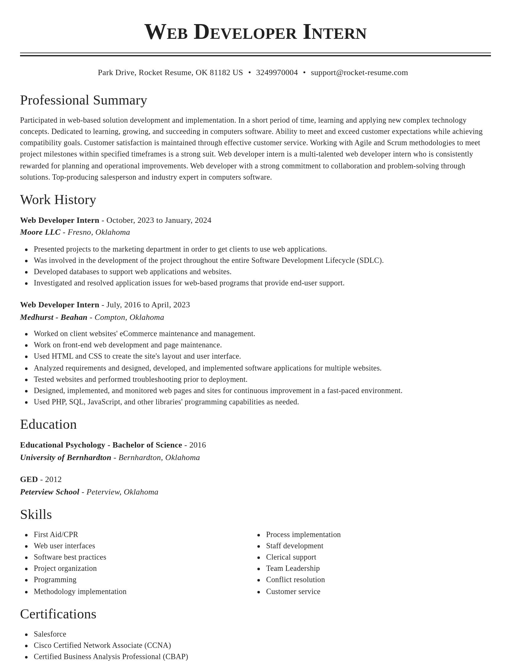 Classic resume template
