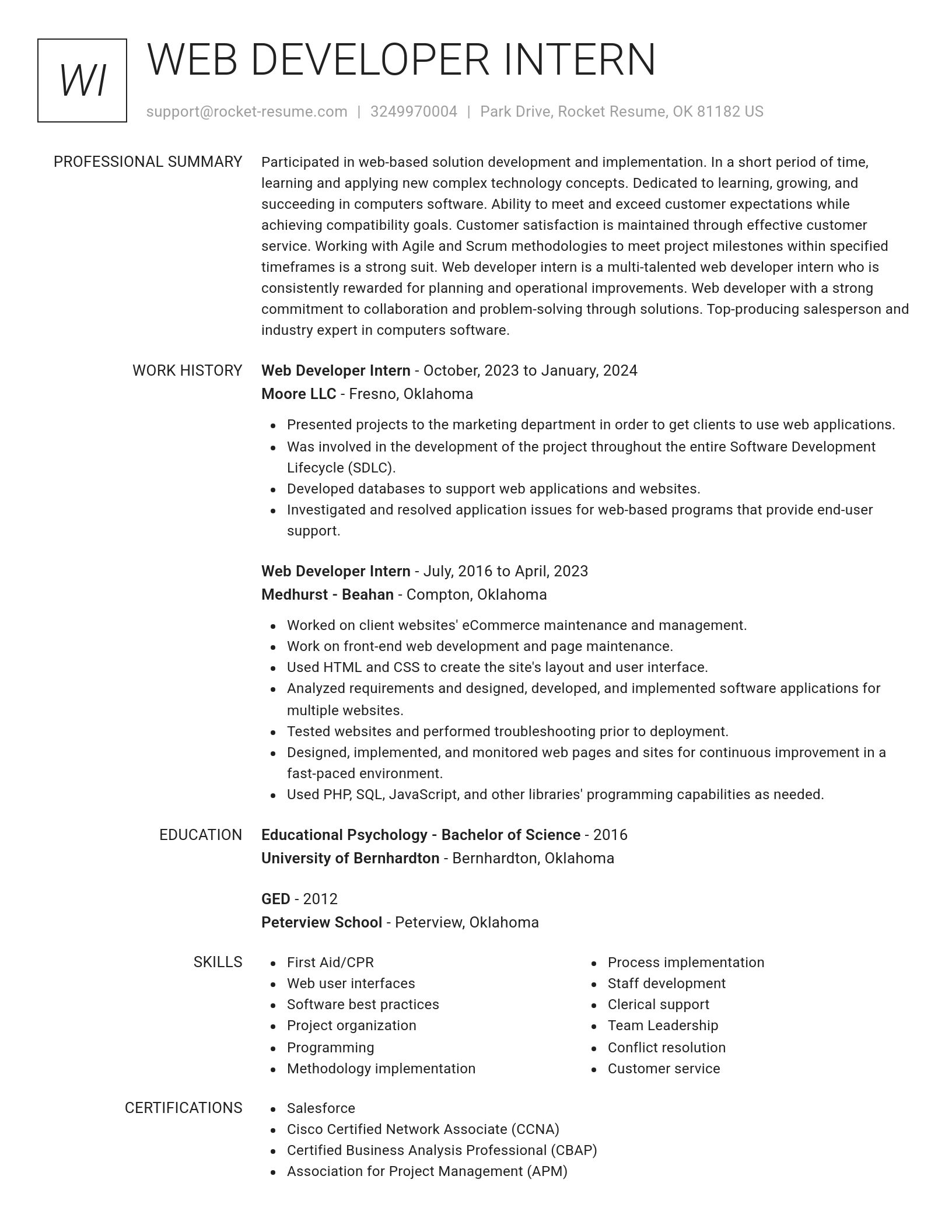 Renowned resume template