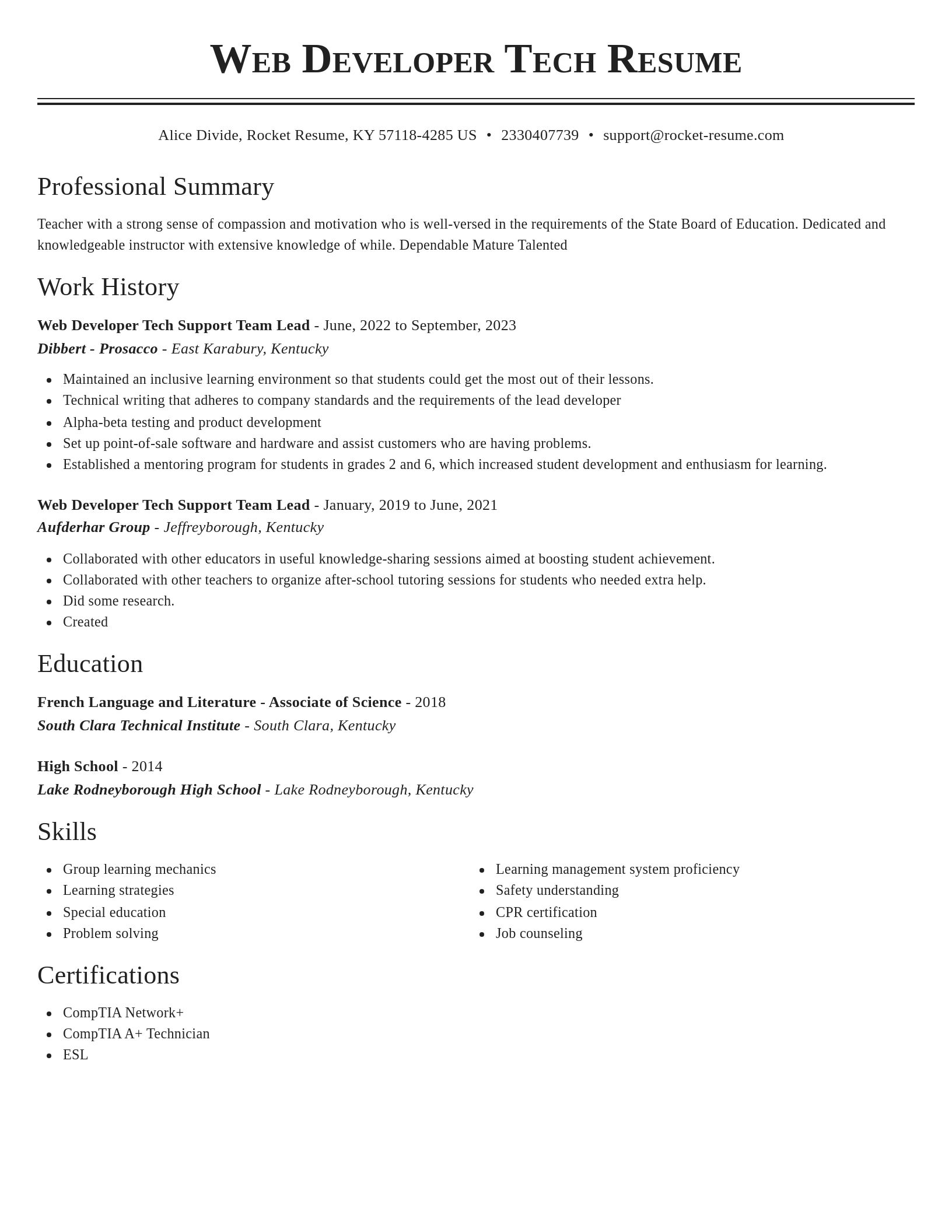 Classic resume template