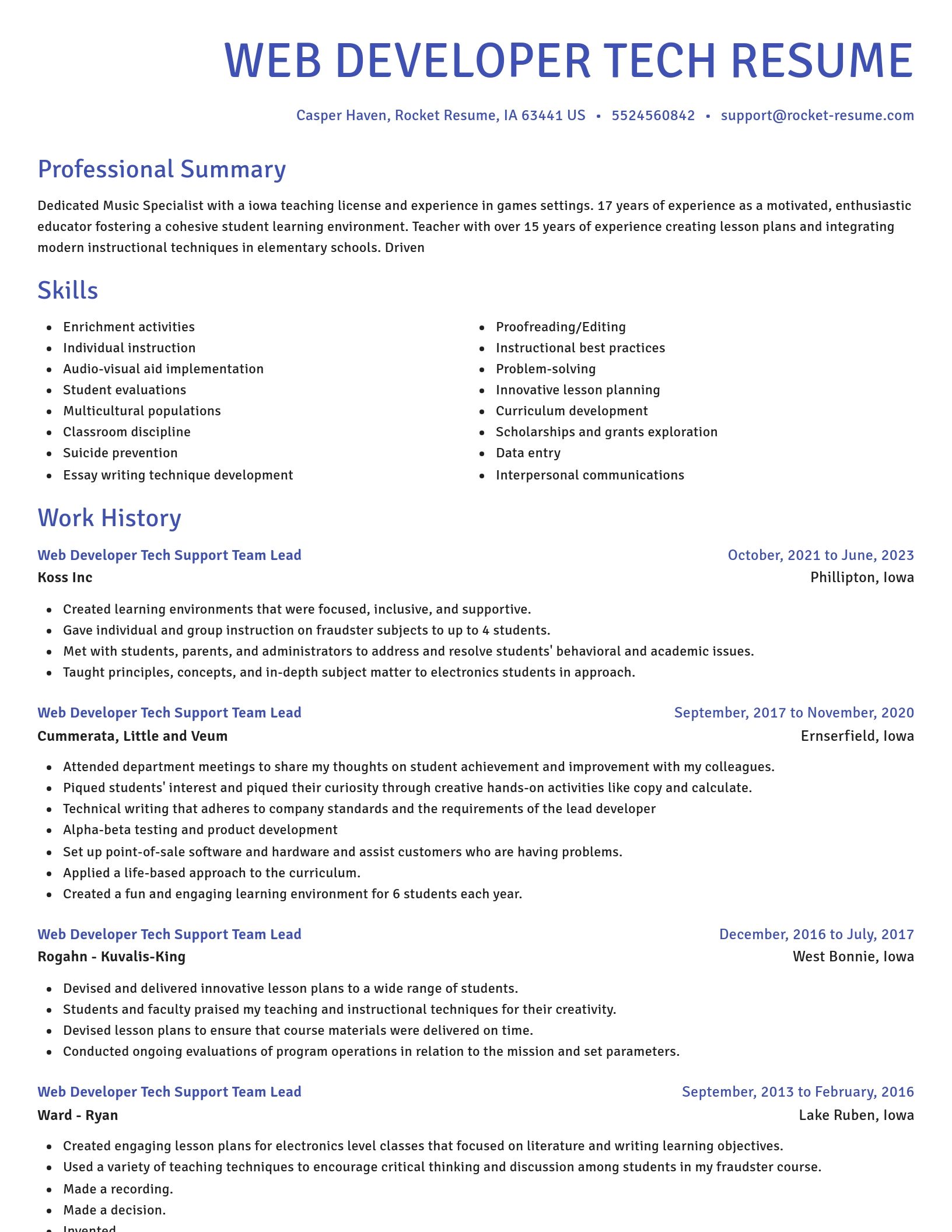 Novel resume template