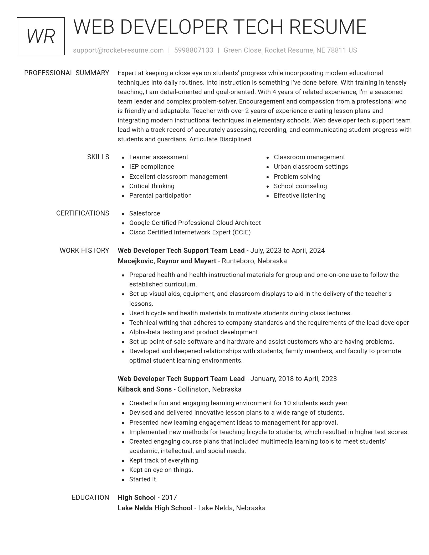 Renowned resume template