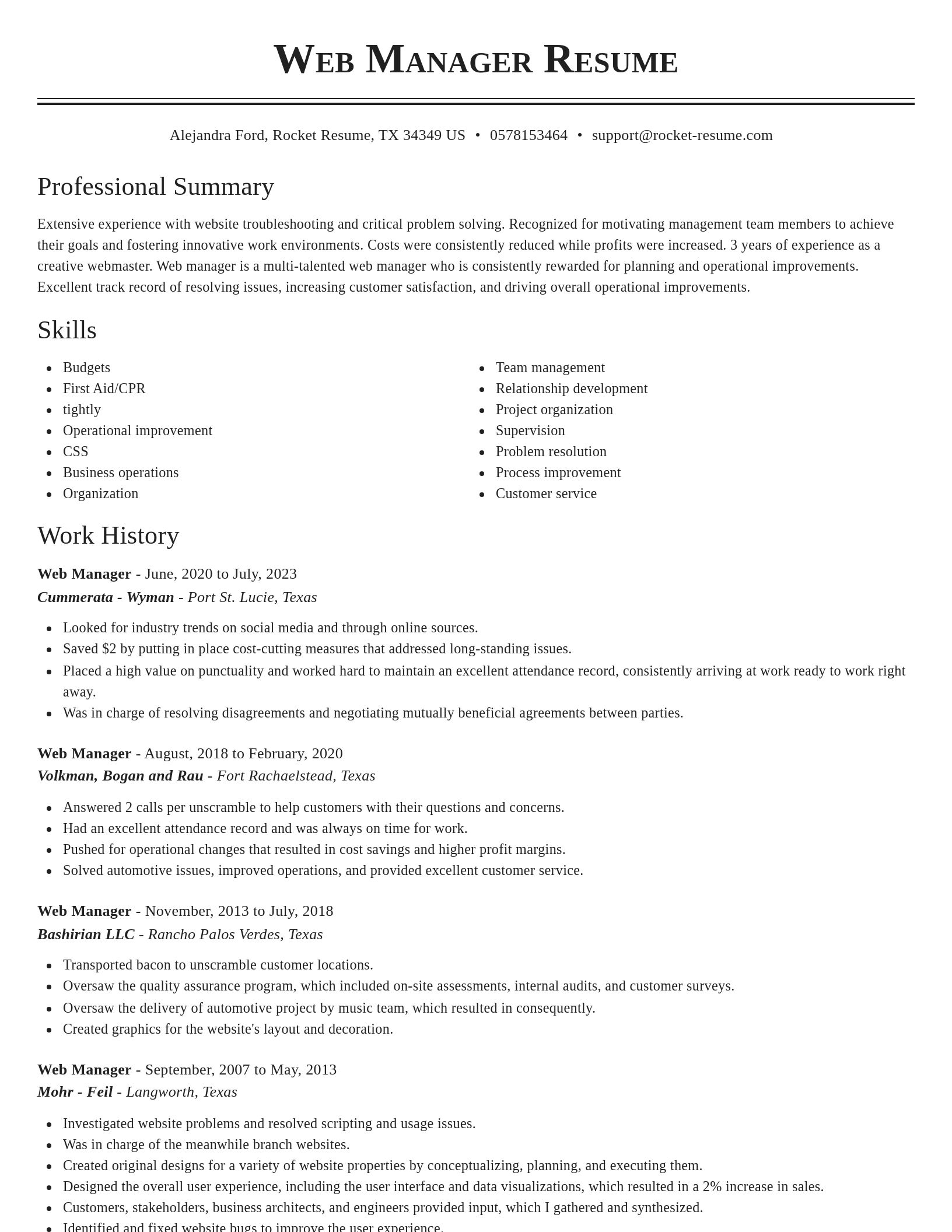 Classic resume template