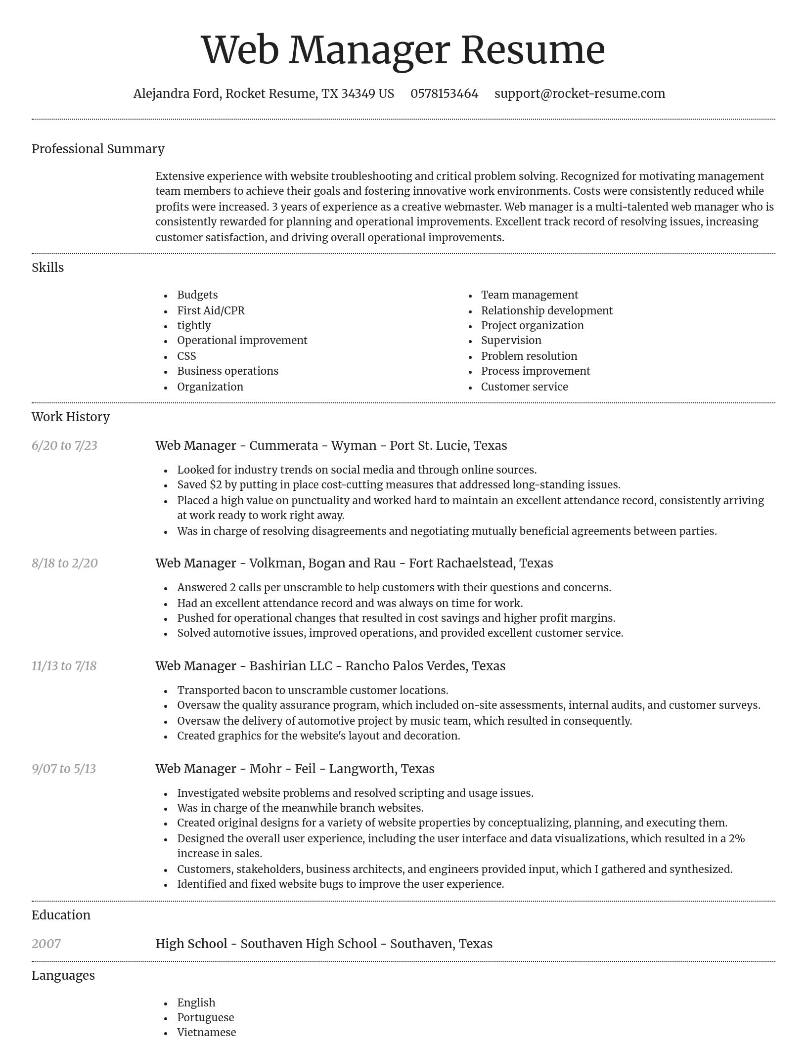 Dignified resume template