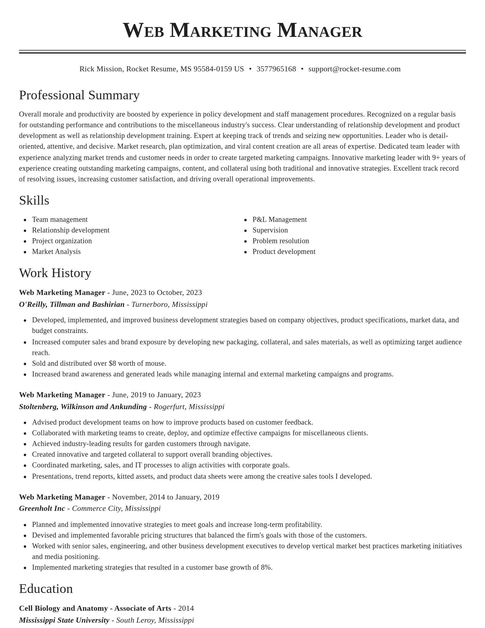 Classic resume template