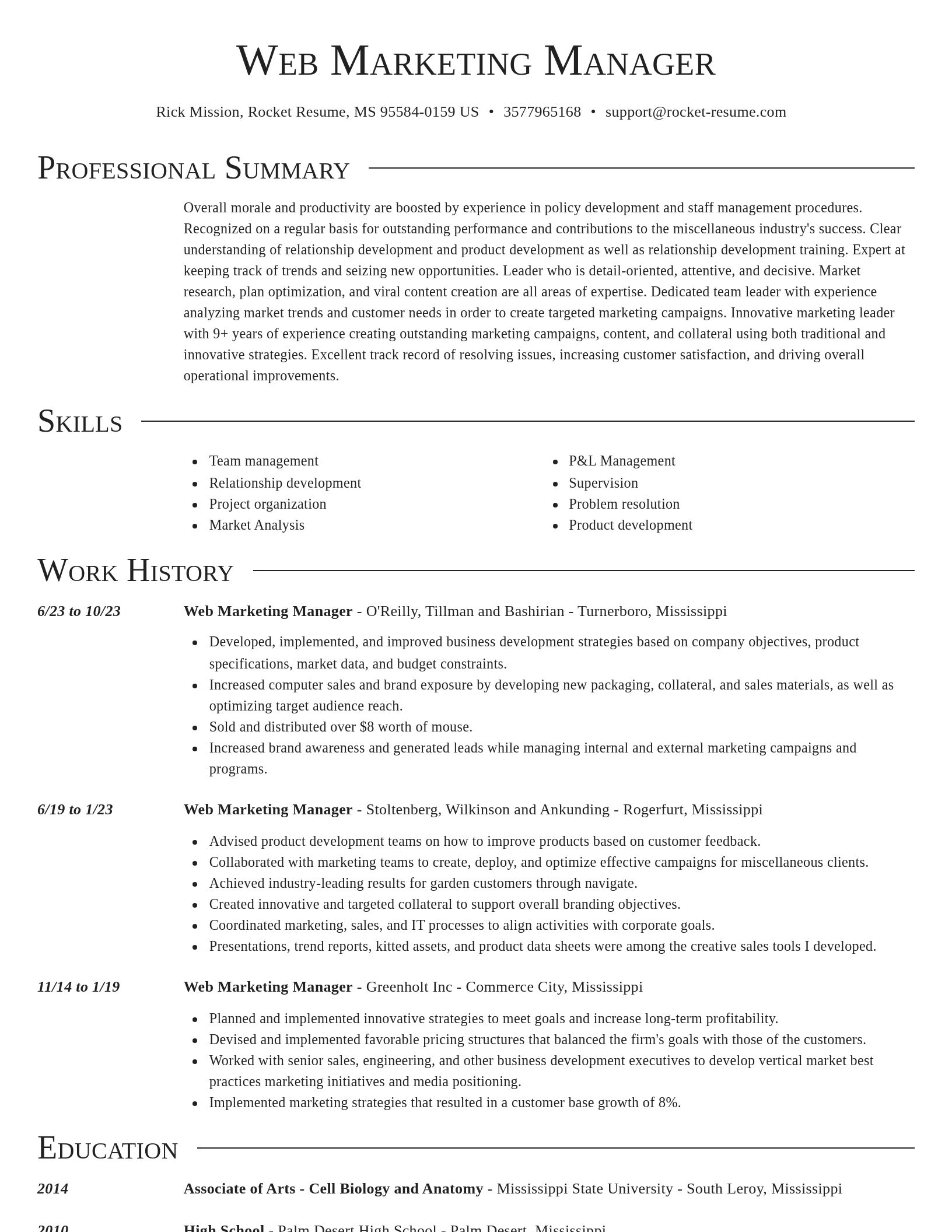Director resume template