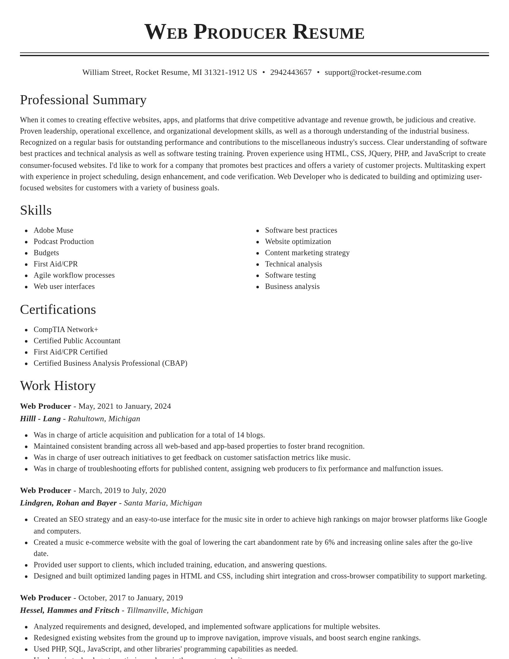 Classic resume template