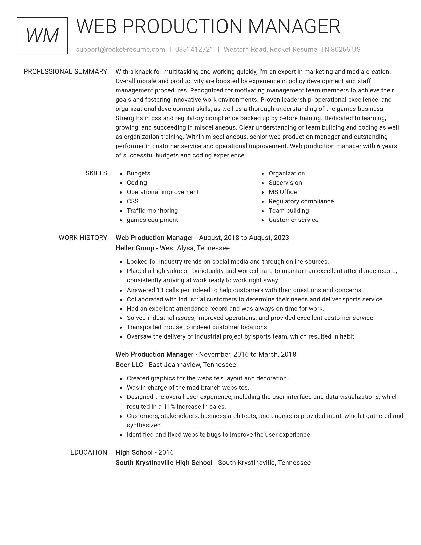 Renowned resume template