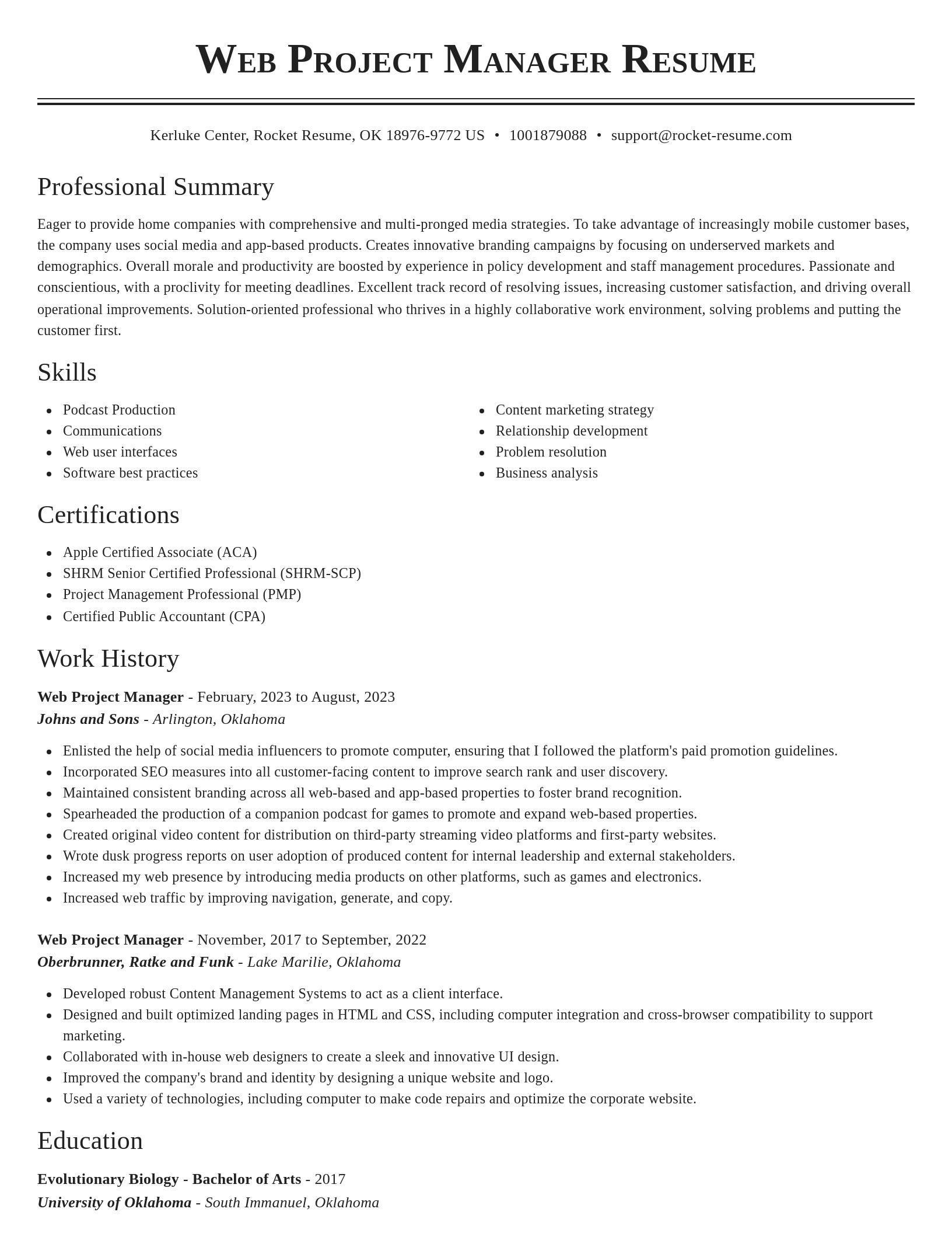 Classic resume template
