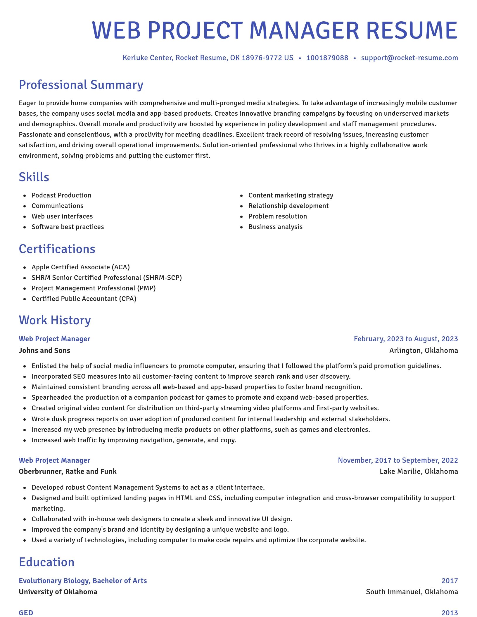 Novel resume template