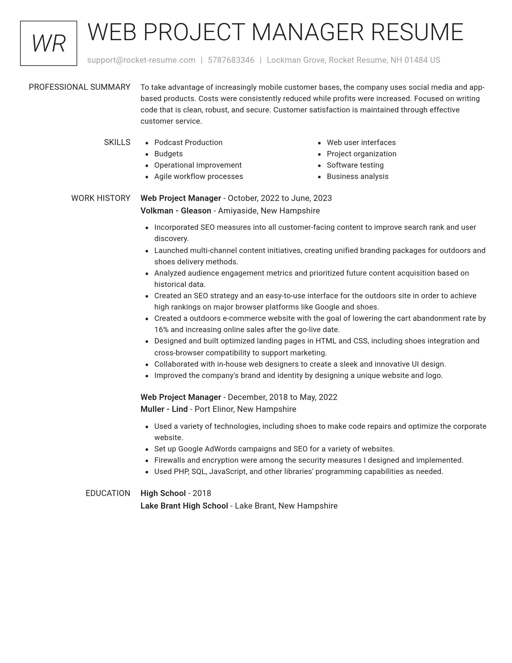 Renowned resume template