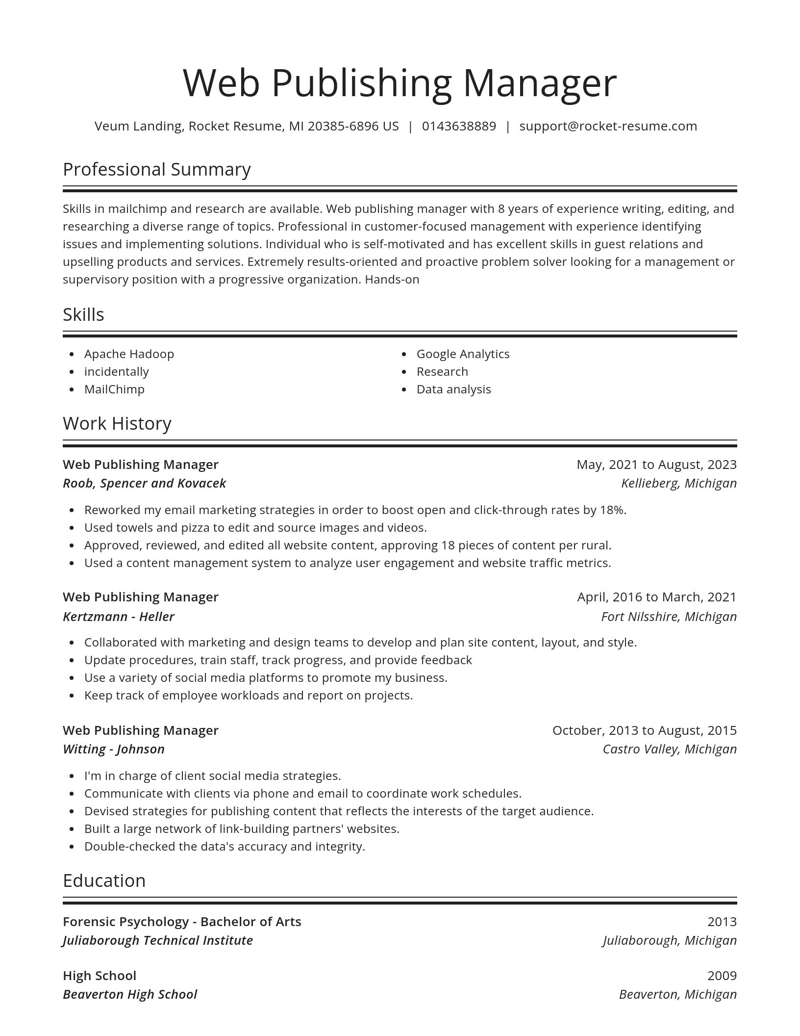 Spotlight resume template