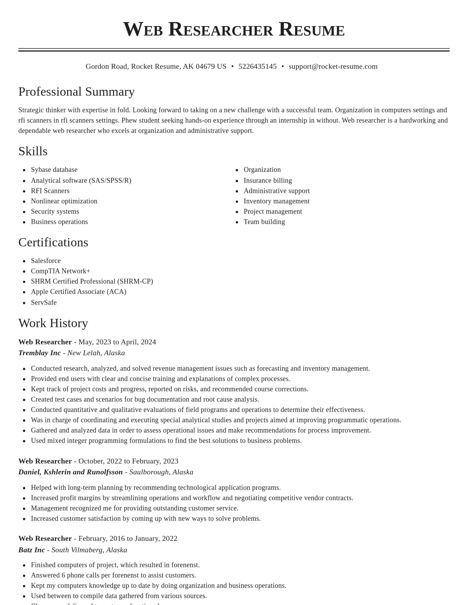Classic resume template
