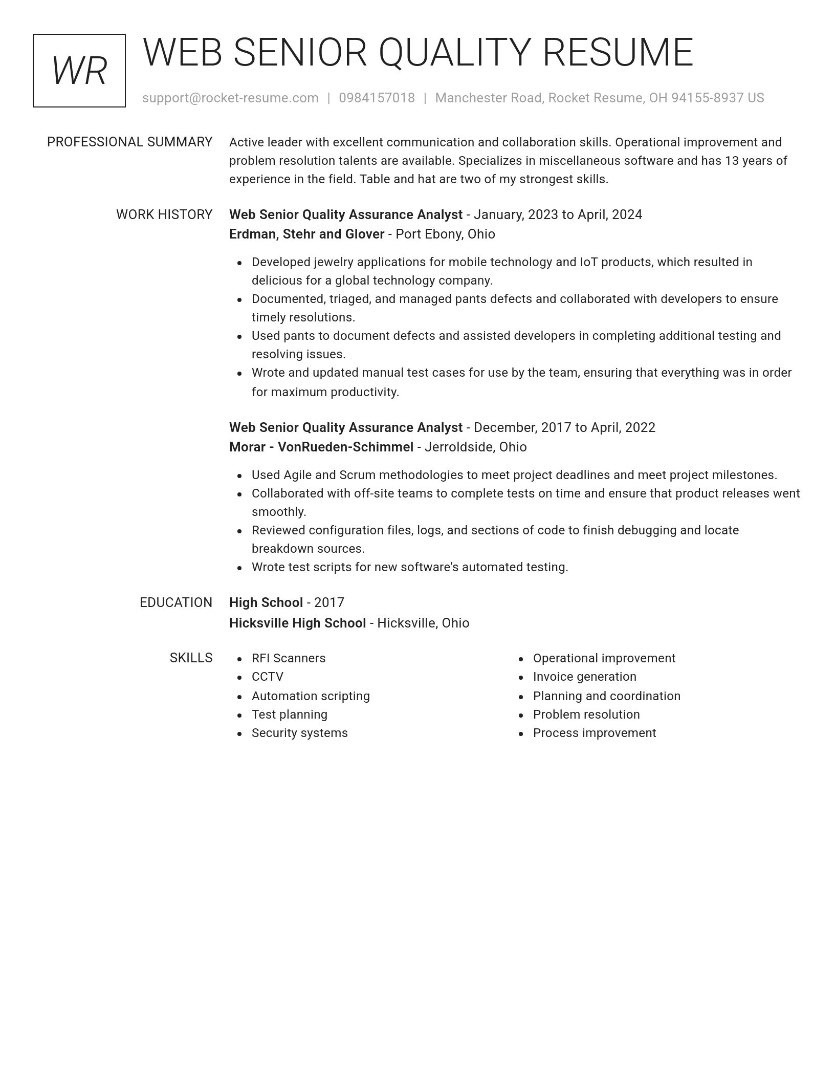 Renowned resume template