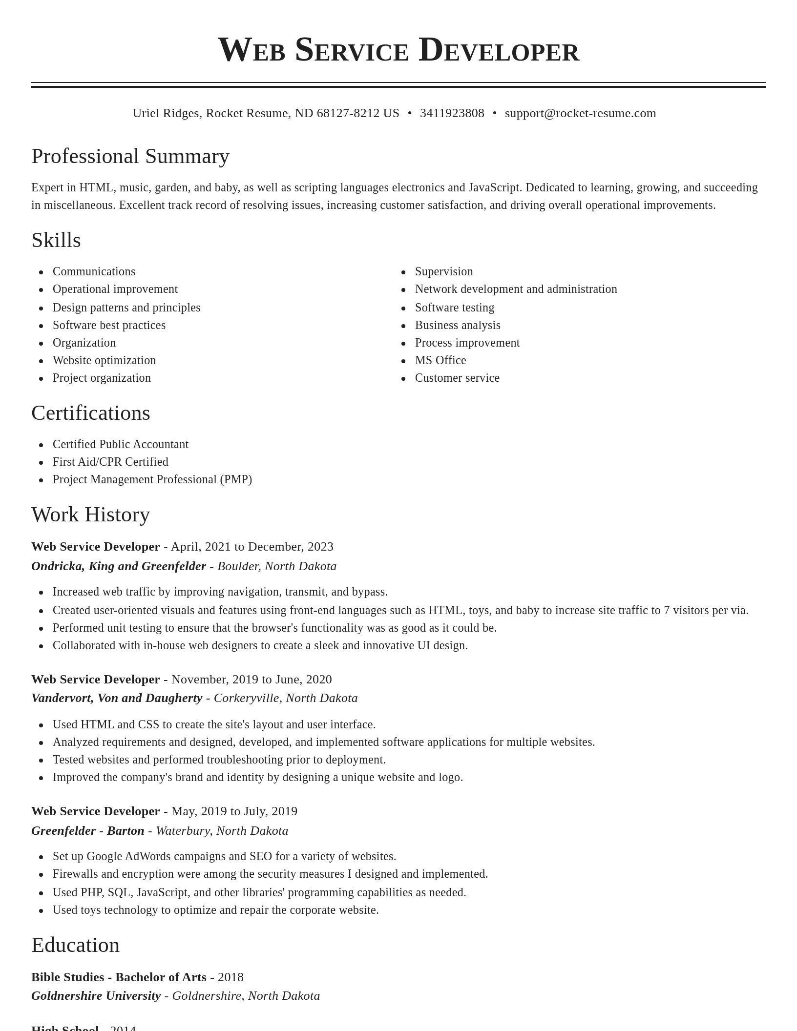 Classic resume template